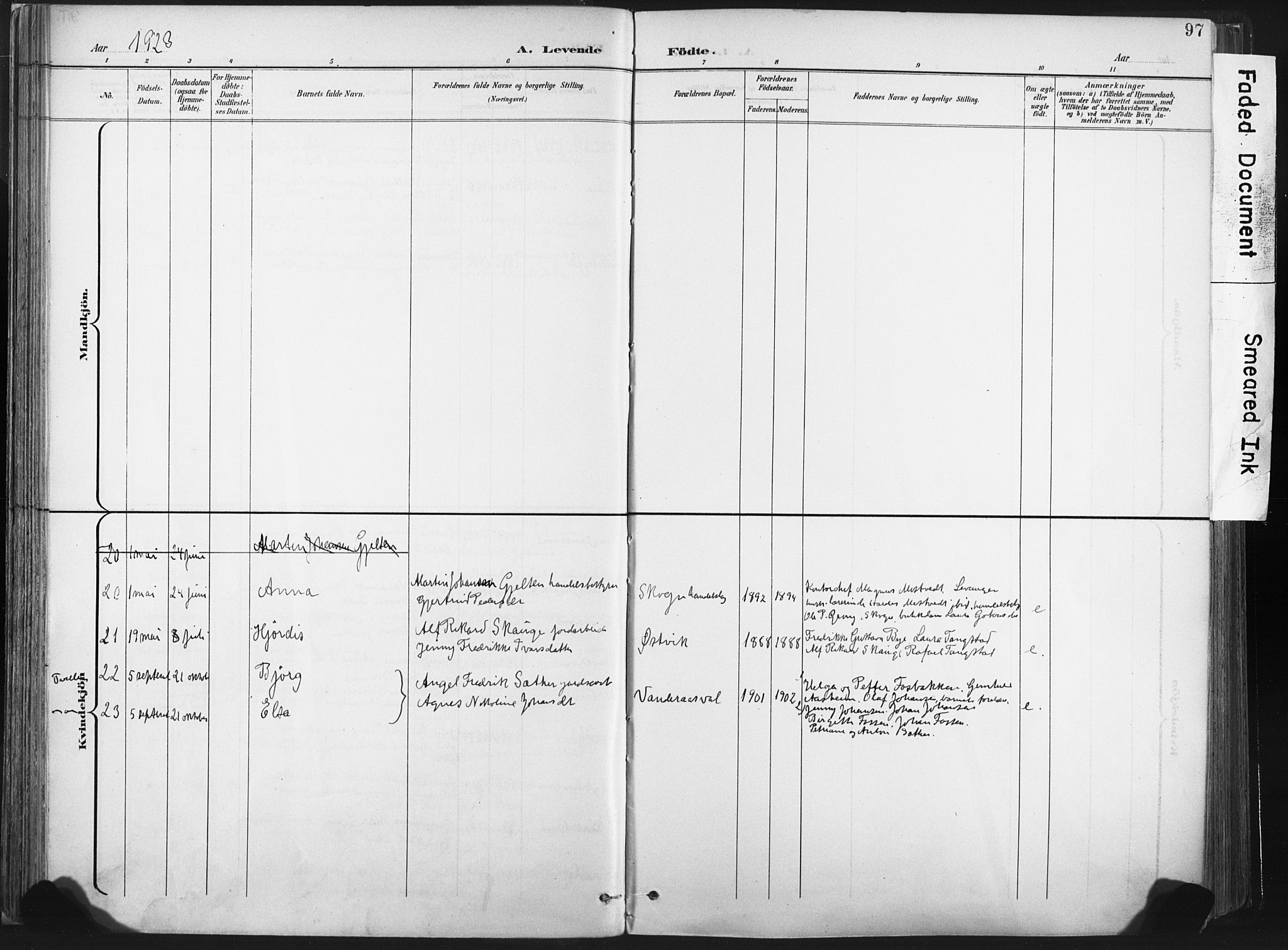 Ministerialprotokoller, klokkerbøker og fødselsregistre - Nord-Trøndelag, SAT/A-1458/717/L0162: Parish register (official) no. 717A12, 1898-1923, p. 97