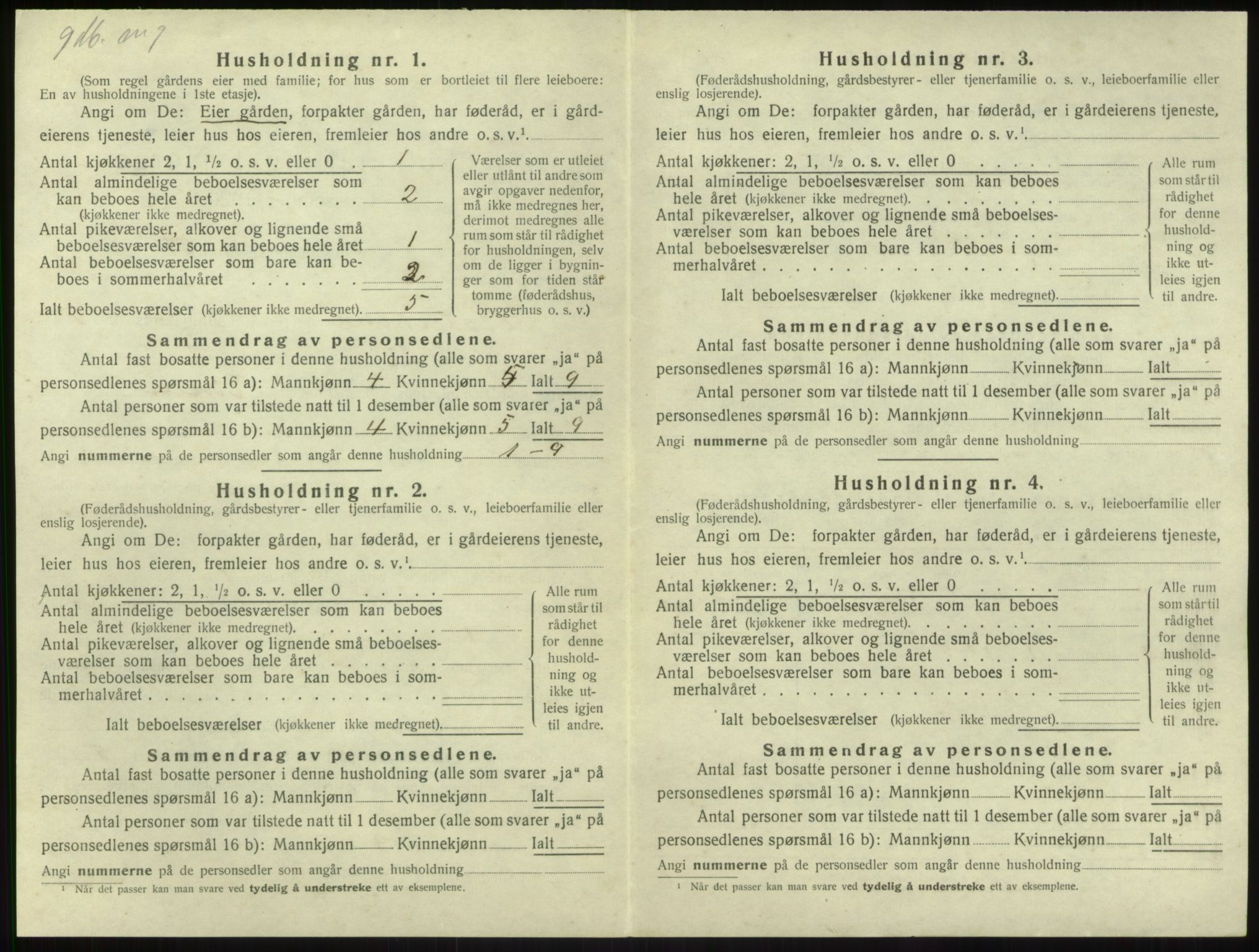 SAB, 1920 census for Balestrand, 1920, p. 394