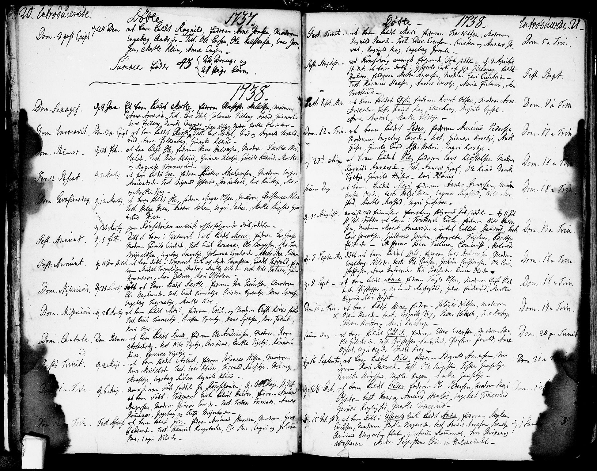 Rødenes prestekontor Kirkebøker, SAO/A-2005/F/Fa/L0002: Parish register (official) no. I 2, 1733-1776, p. 20-21