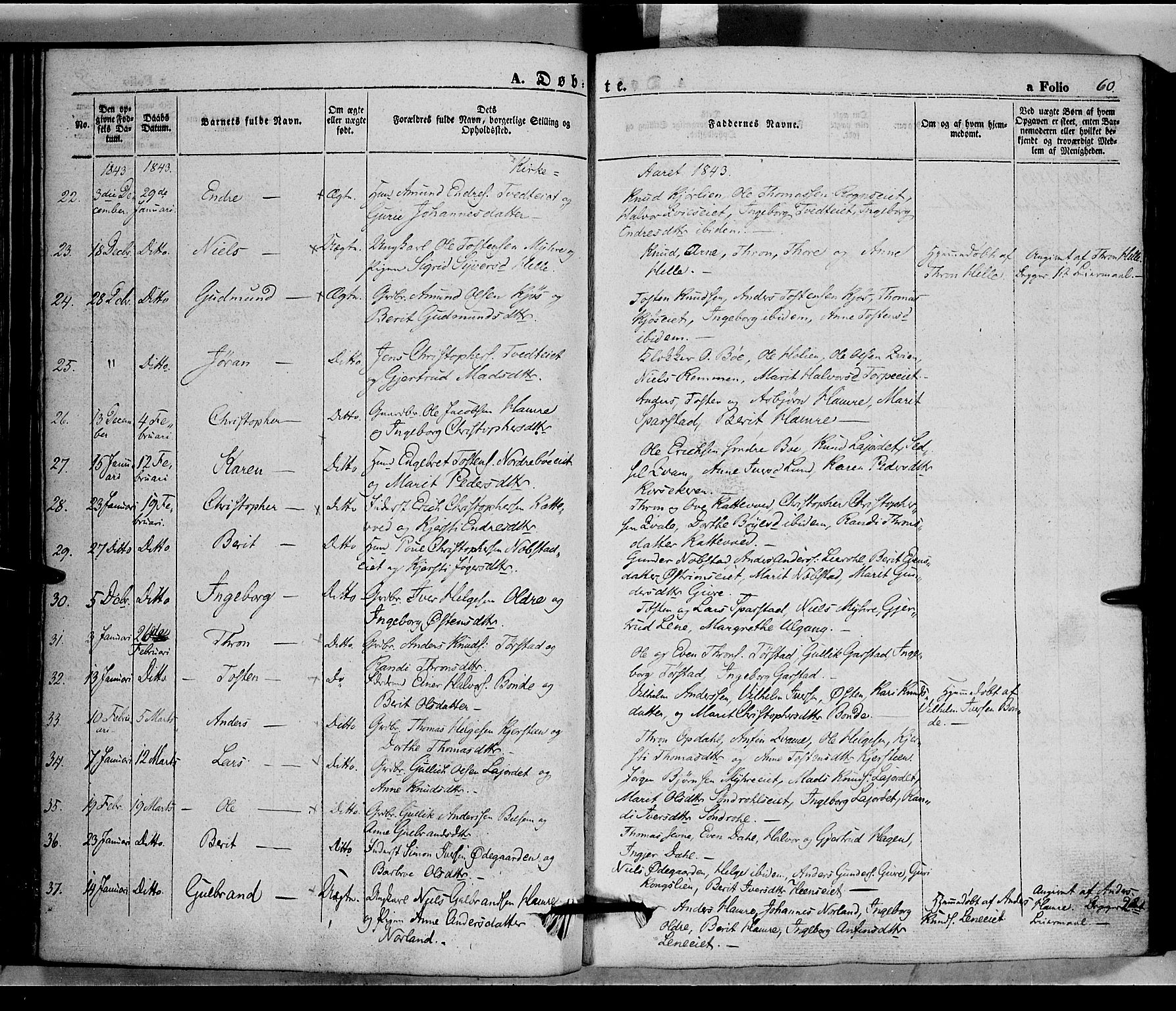 Vang prestekontor, Valdres, AV/SAH-PREST-140/H/Ha/L0005: Parish register (official) no. 5, 1831-1845, p. 60