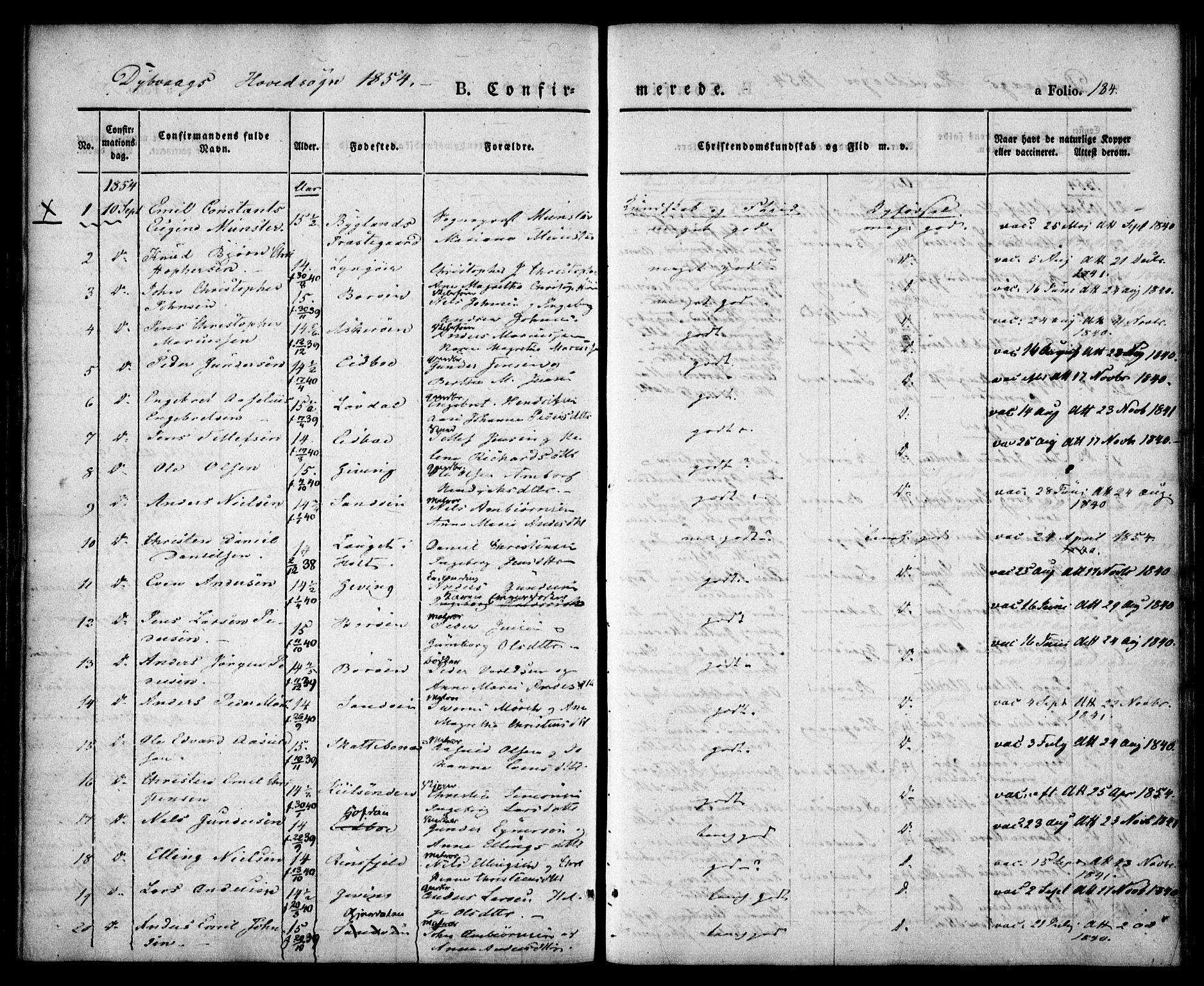 Dypvåg sokneprestkontor, AV/SAK-1111-0007/F/Fa/Faa/L0005: Parish register (official) no. A 5, 1841-1854, p. 184