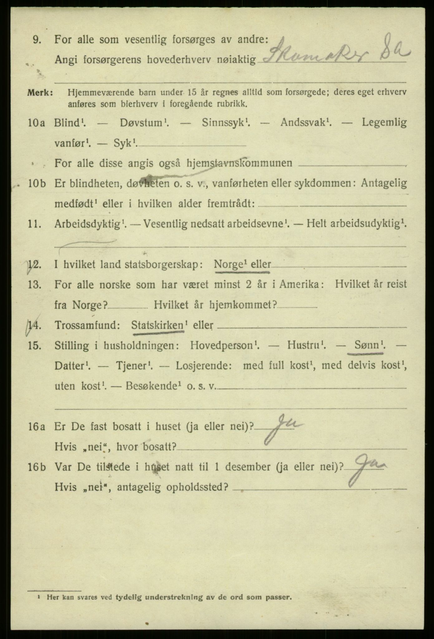 SAB, 1920 census for Bergen, 1920, p. 190557