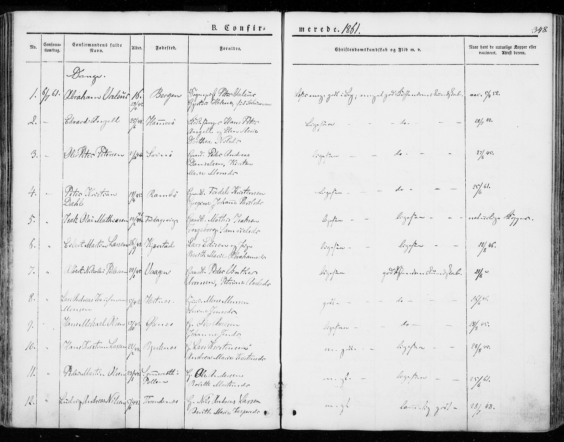Ministerialprotokoller, klokkerbøker og fødselsregistre - Nordland, SAT/A-1459/872/L1033: Parish register (official) no. 872A08, 1840-1863, p. 348