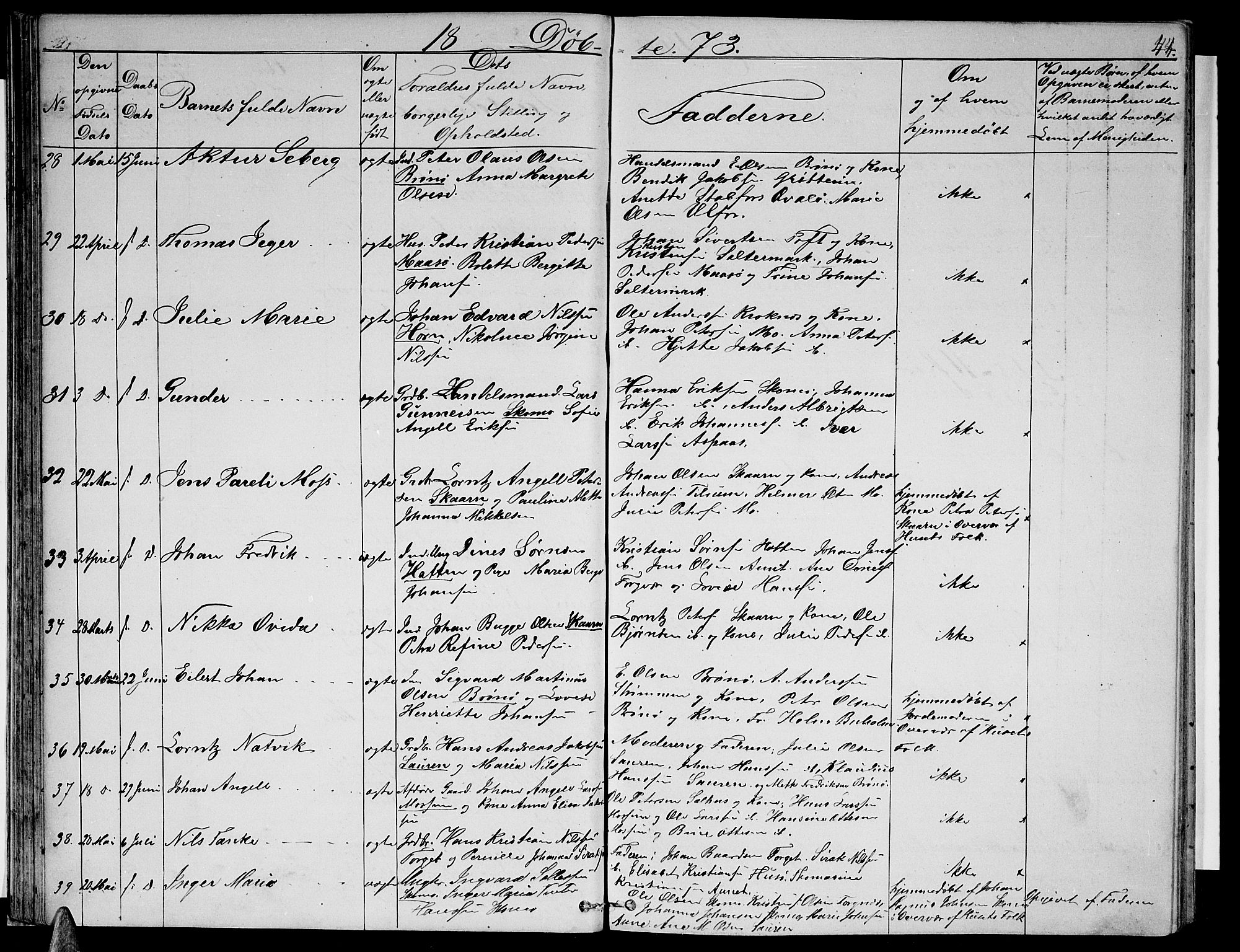Ministerialprotokoller, klokkerbøker og fødselsregistre - Nordland, SAT/A-1459/813/L0212: Parish register (copy) no. 813C04, 1864-1886, p. 44