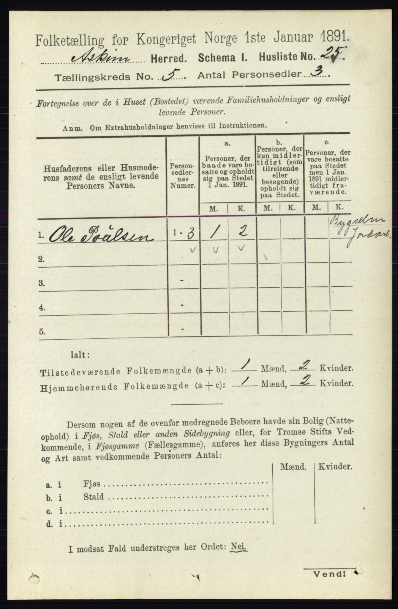 RA, 1891 census for 0124 Askim, 1891, p. 598