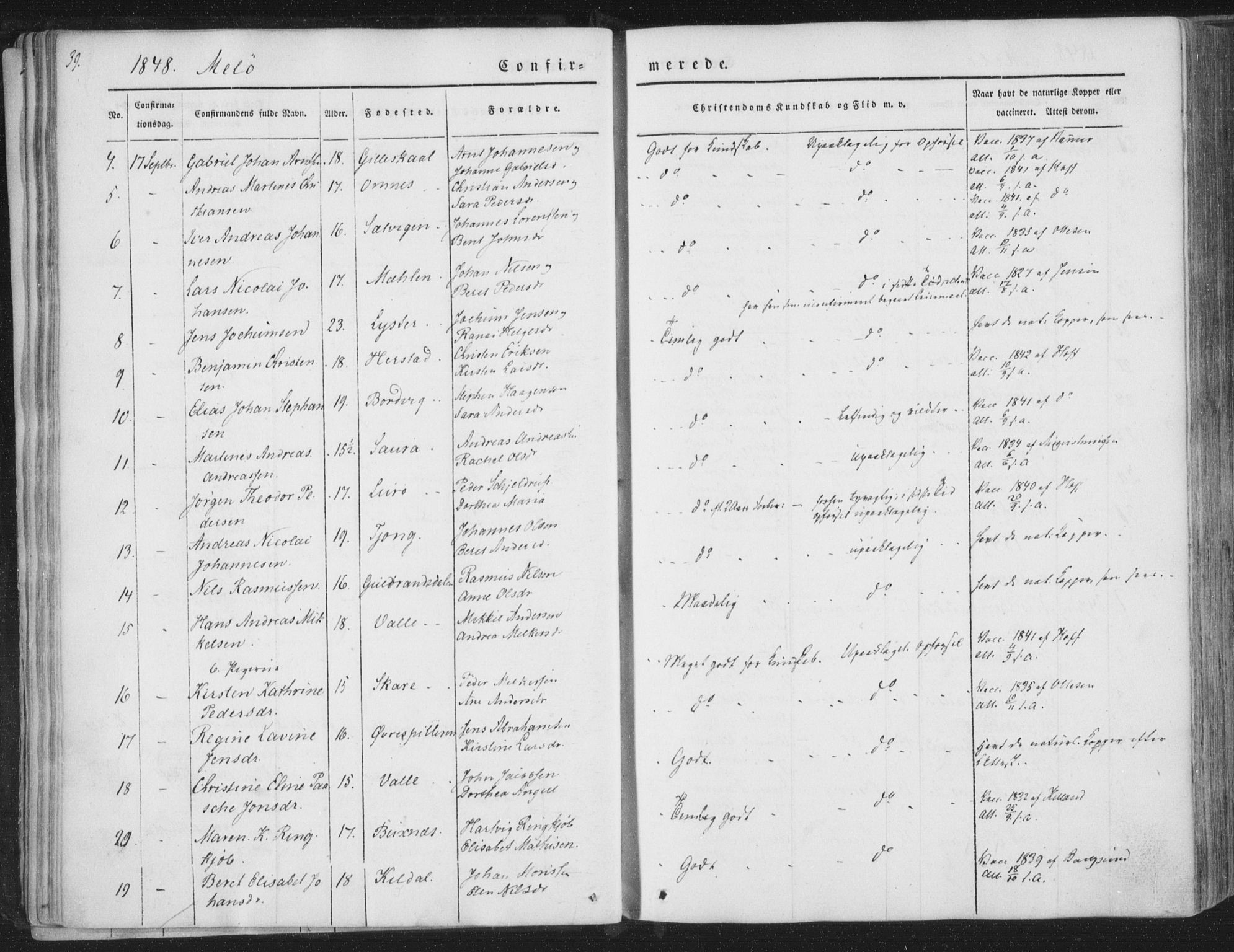 Ministerialprotokoller, klokkerbøker og fødselsregistre - Nordland, AV/SAT-A-1459/841/L0604: Parish register (official) no. 841A09 /2, 1845-1862, p. 39