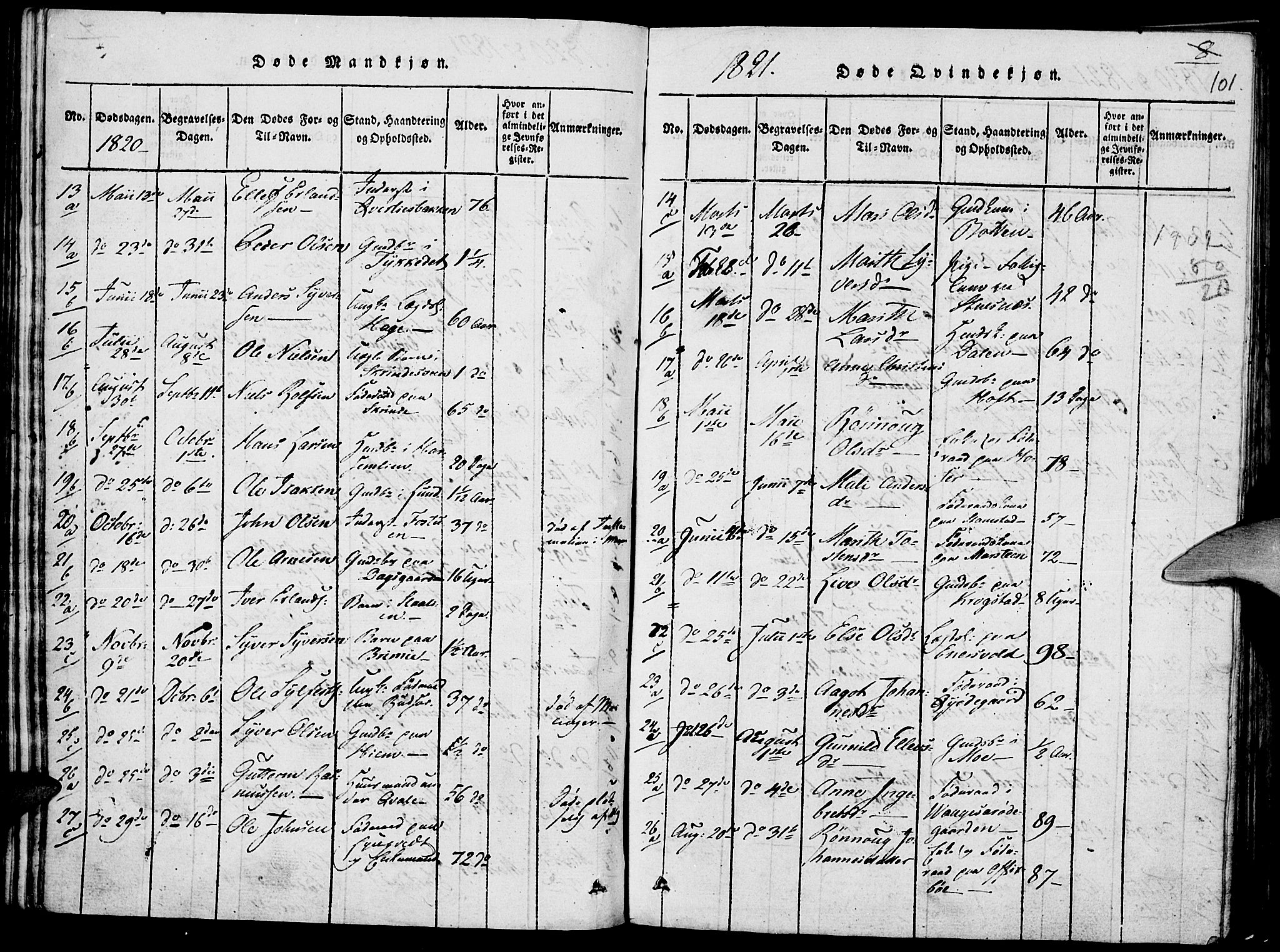 Lom prestekontor, SAH/PREST-070/K/L0004: Parish register (official) no. 4, 1815-1825, p. 101