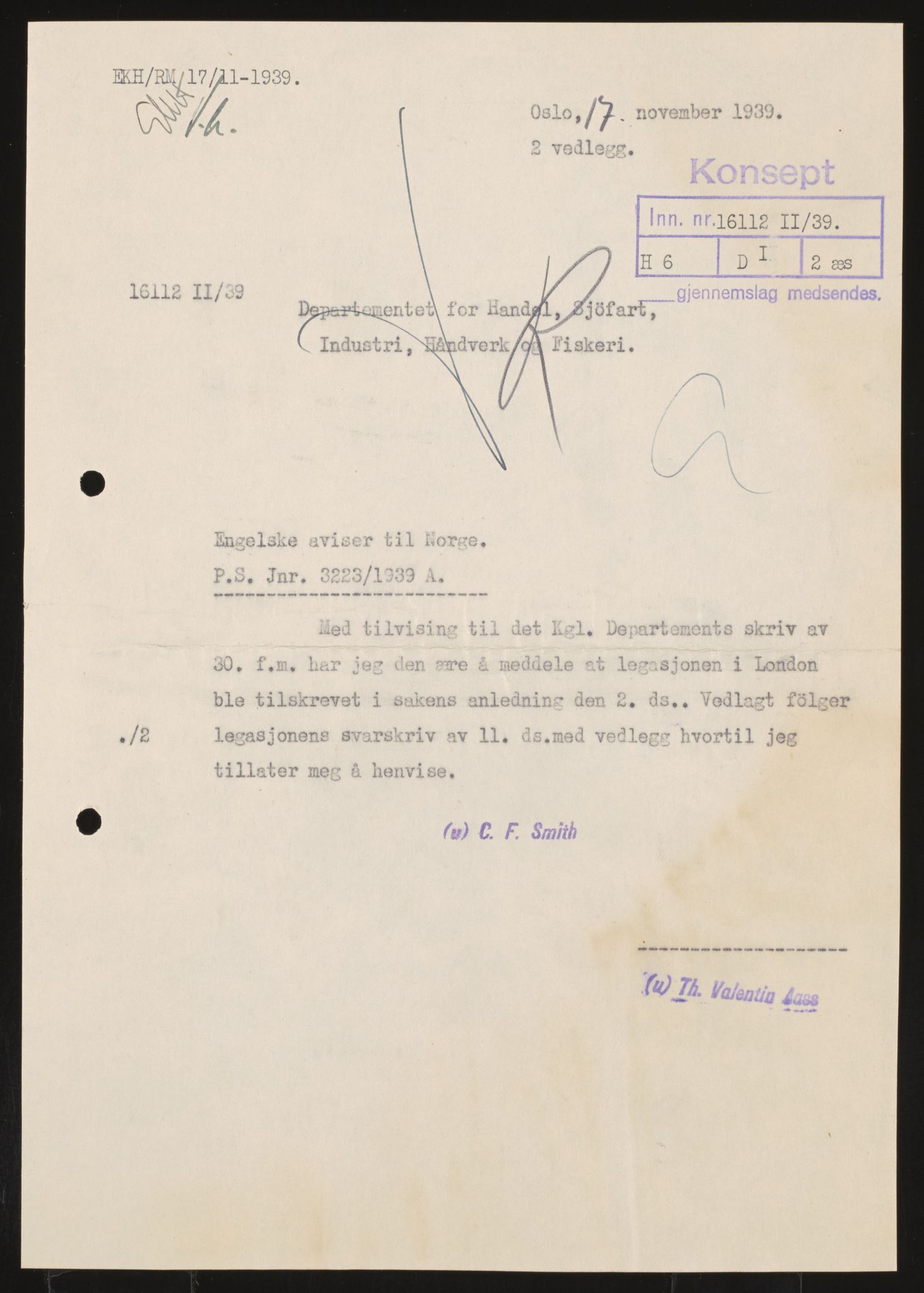 Utenriksdepartementet, AV/RA-S-2259, 1846-1939, p. 605