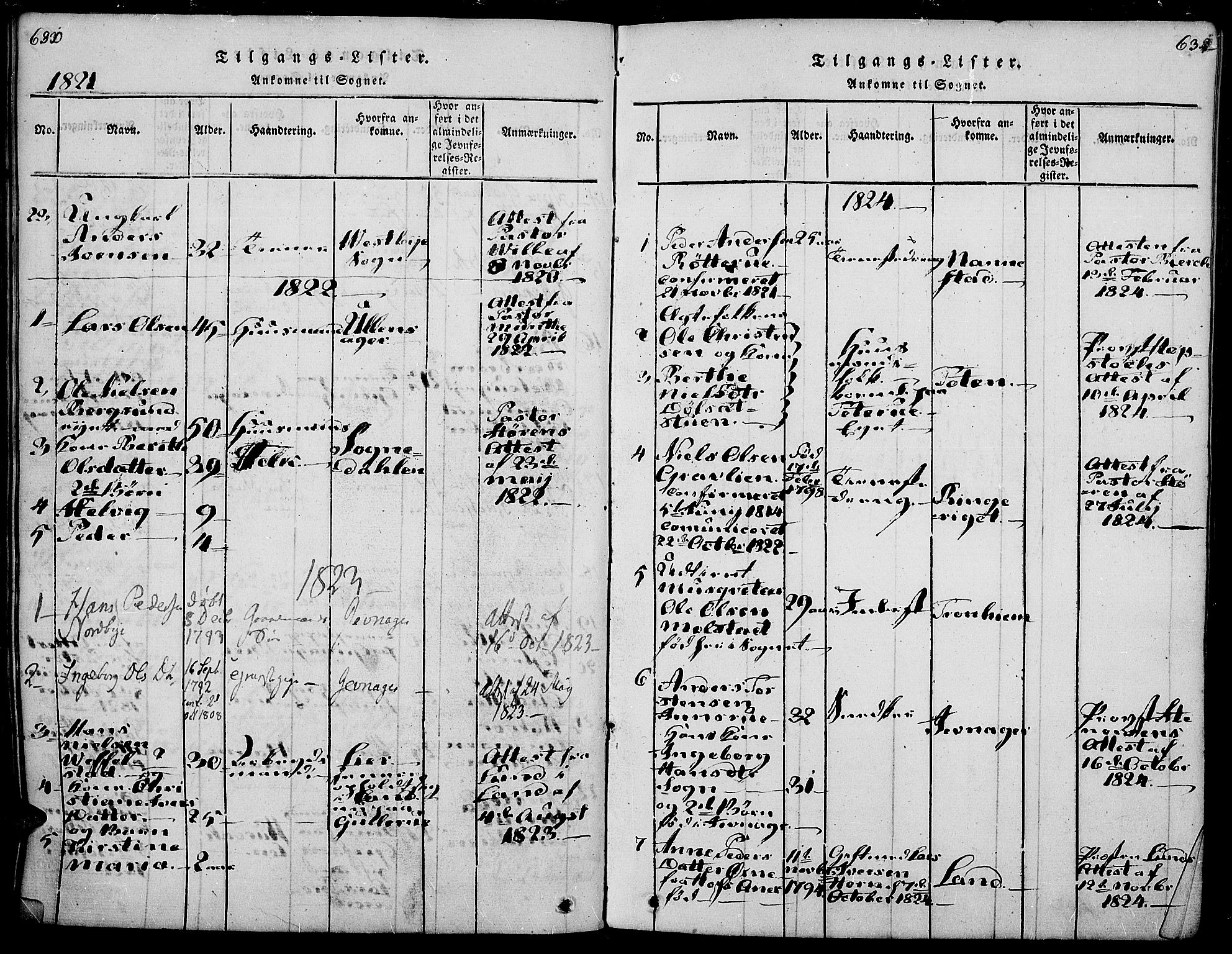 Gran prestekontor, SAH/PREST-112/H/Ha/Haa/L0009: Parish register (official) no. 9, 1815-1824, p. 630-631