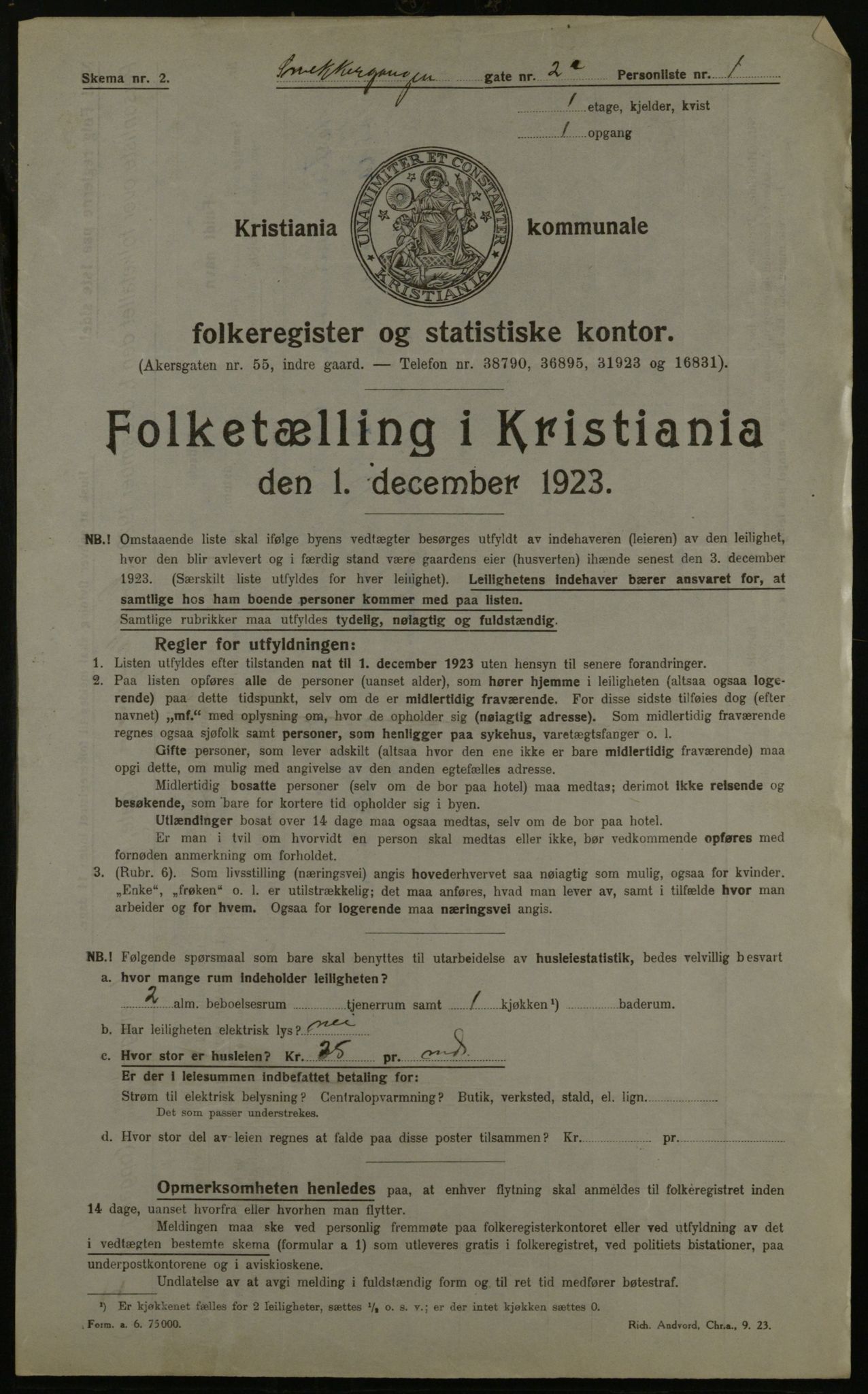 OBA, Municipal Census 1923 for Kristiania, 1923, p. 108051