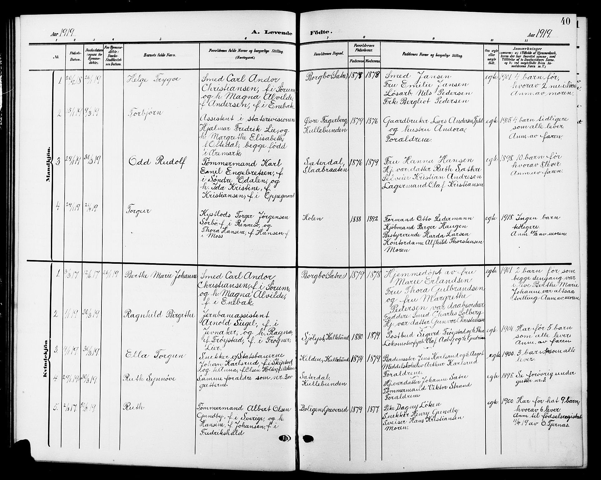 Nesodden prestekontor Kirkebøker, SAO/A-10013/G/Gb/L0001: Parish register (copy) no. II 1, 1905-1924, p. 40