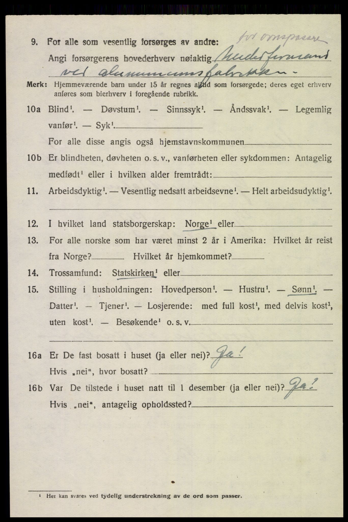 SAK, 1920 census for Vennesla, 1920, p. 2979