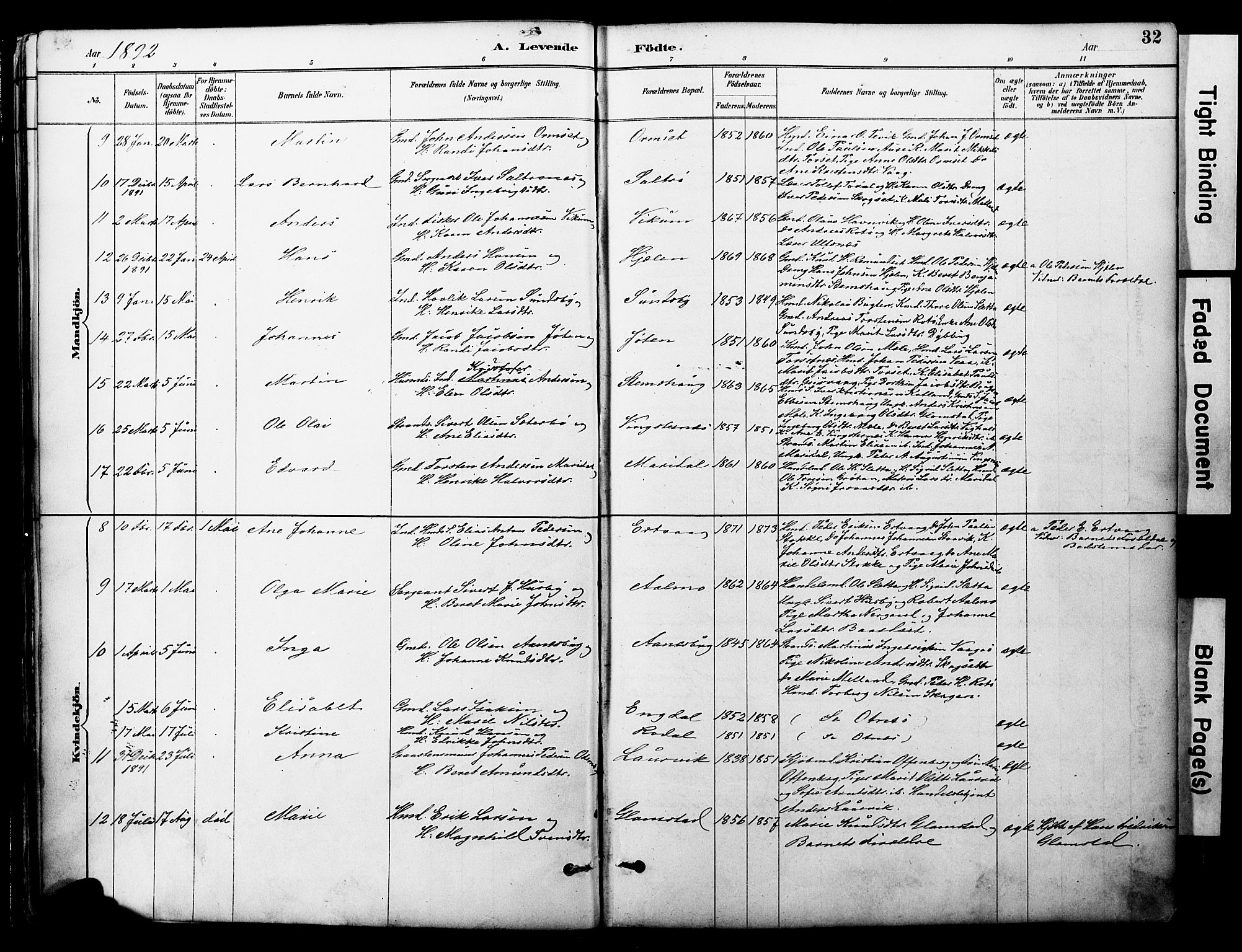 Ministerialprotokoller, klokkerbøker og fødselsregistre - Møre og Romsdal, AV/SAT-A-1454/578/L0907: Parish register (official) no. 578A06, 1887-1904, p. 32