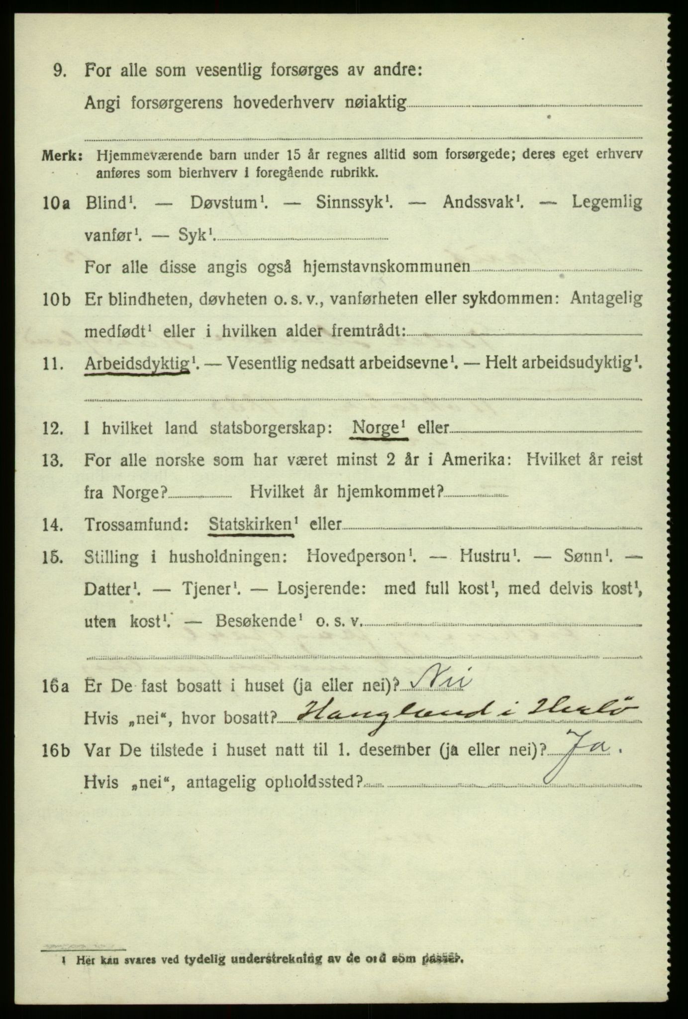 SAB, 1920 census for Haus, 1920, p. 10365