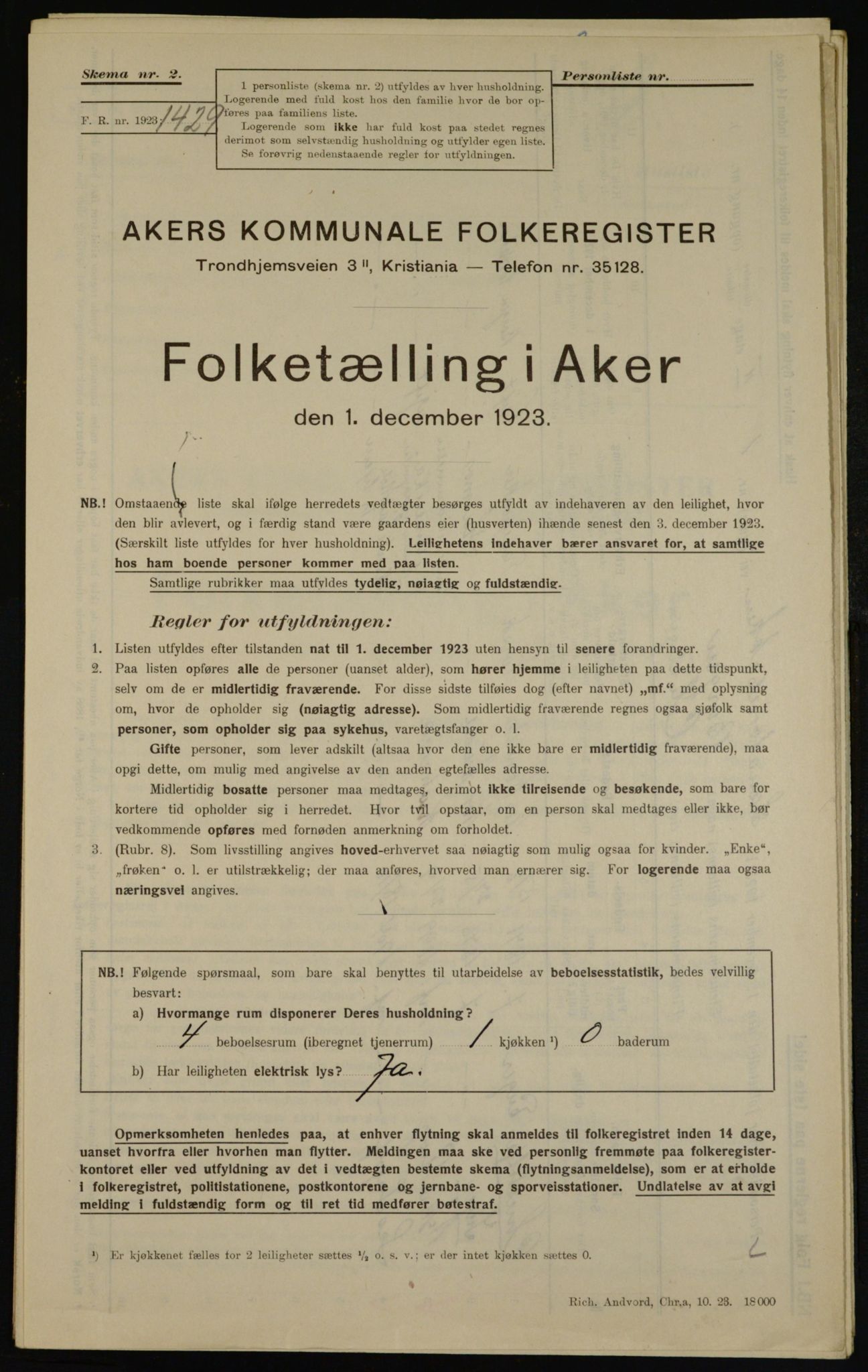 , Municipal Census 1923 for Aker, 1923, p. 44809