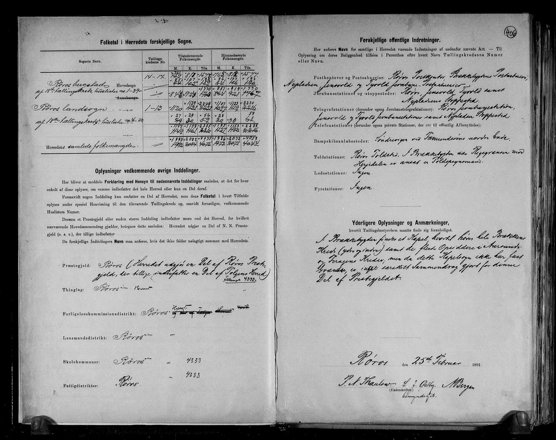 RA, 1891 census for 1640 Røros, 1891, p. 3