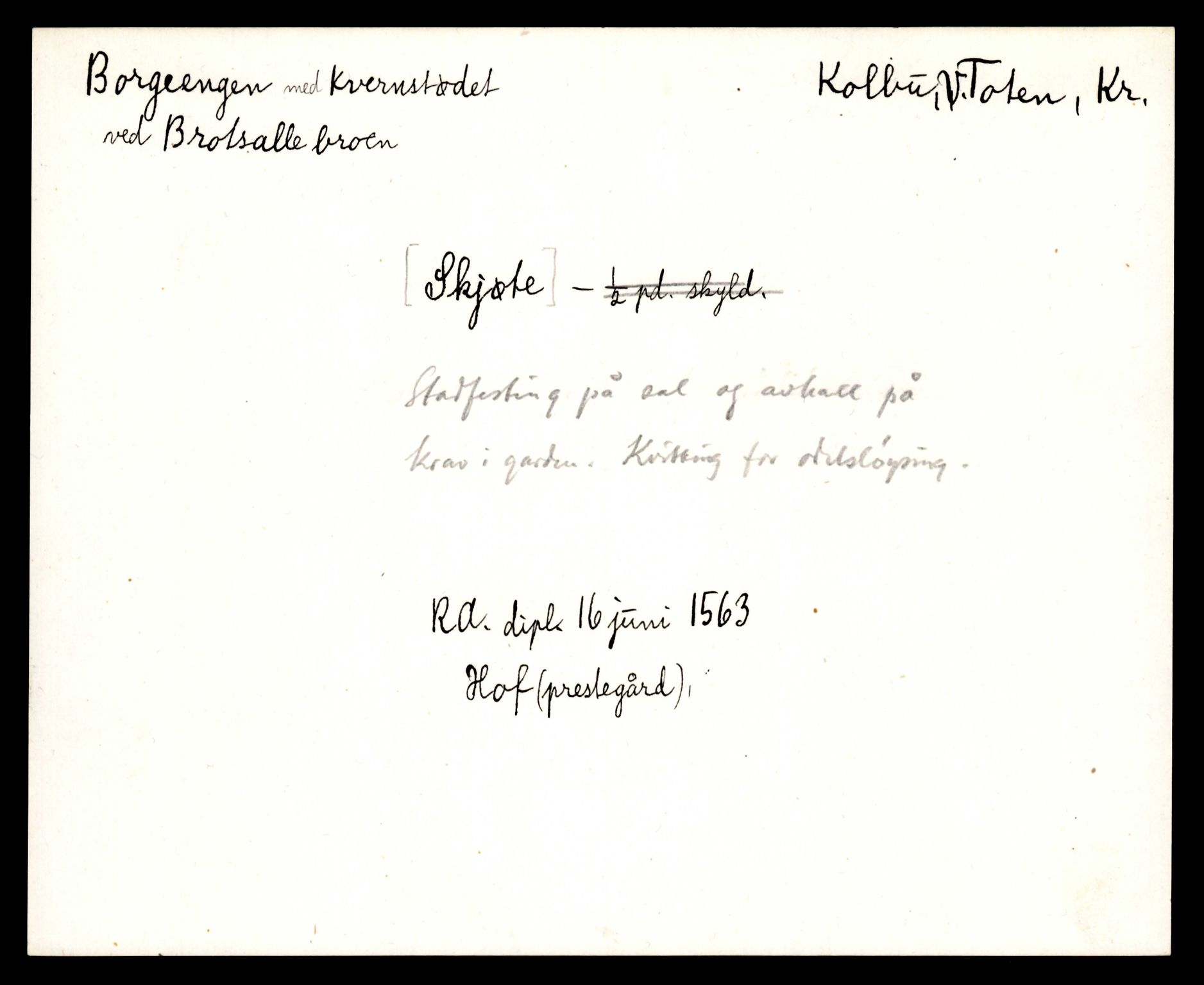 Riksarkivets diplomsamling, AV/RA-EA-5965/F35/F35e/L0011: Registreringssedler Oppland 3, 1400-1700, p. 203