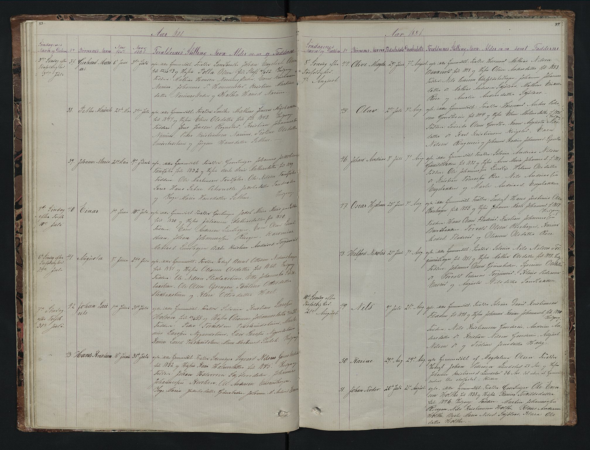 Vestre Toten prestekontor, AV/SAH-PREST-108/H/Ha/Hab/L0007: Parish register (copy) no. 7, 1872-1900, p. 88-89