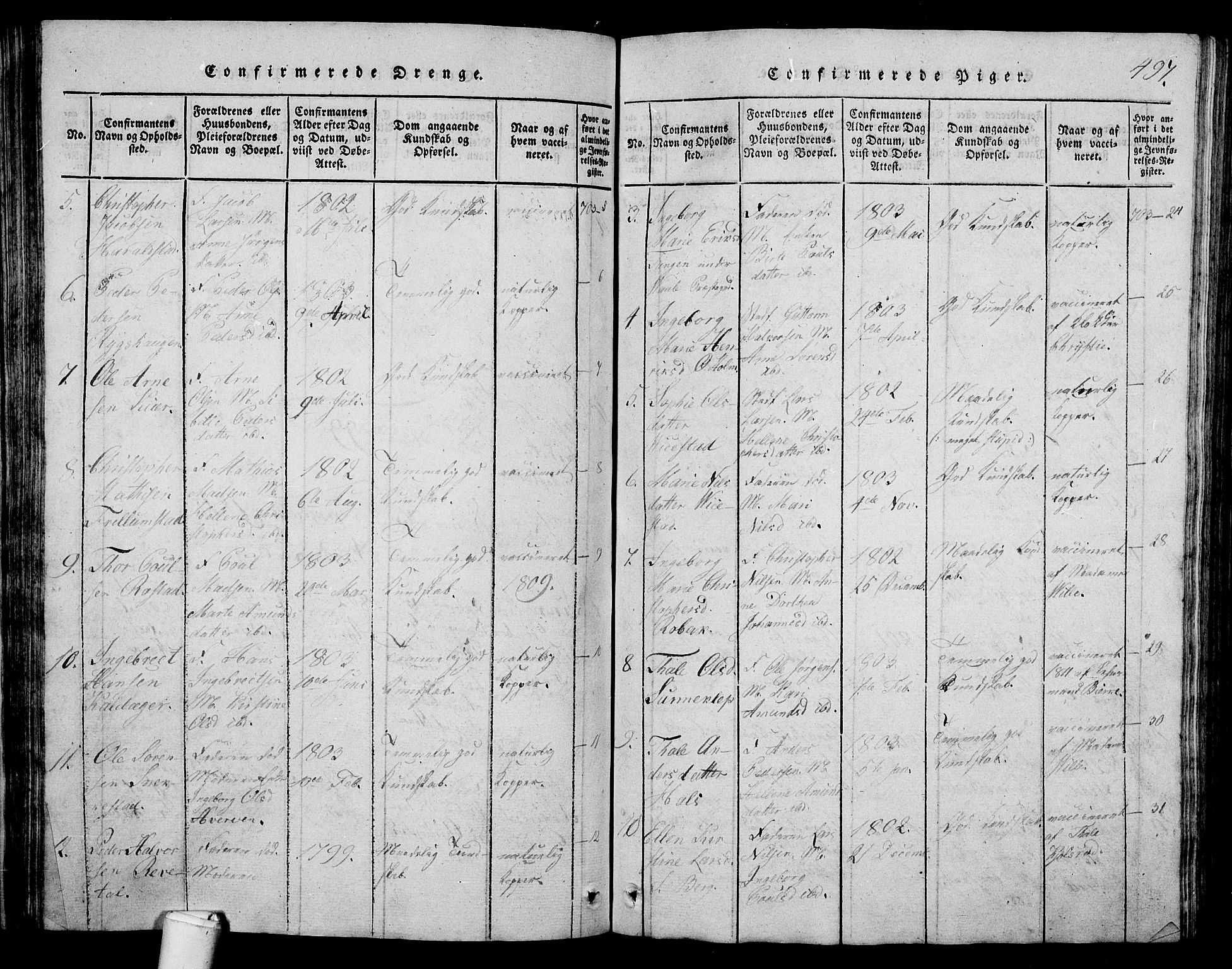 Våle kirkebøker, AV/SAKO-A-334/G/Ga/L0001: Parish register (copy) no. I 1, 1814-1824, p. 498-499