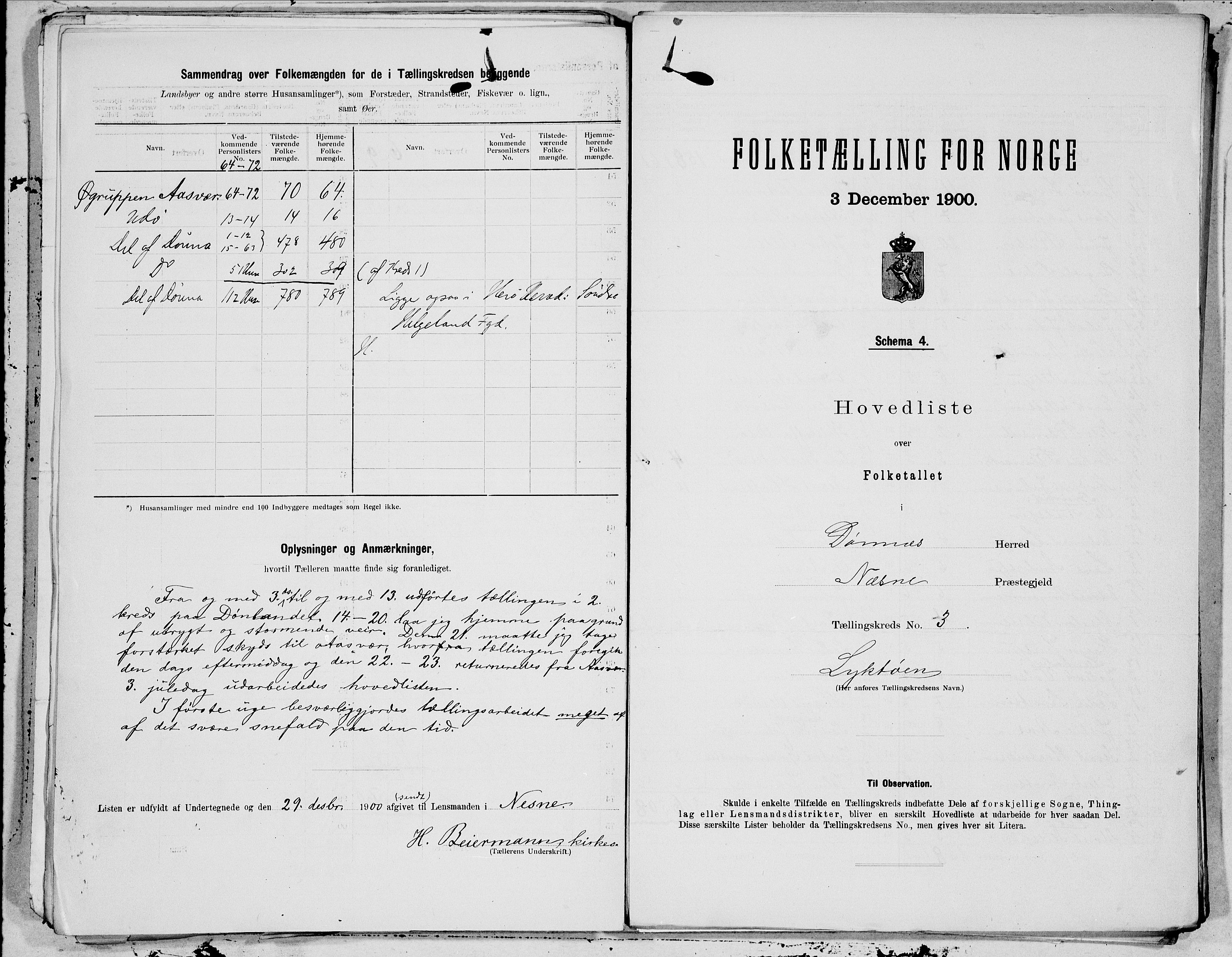 SAT, 1900 census for Dønnes, 1900, p. 6