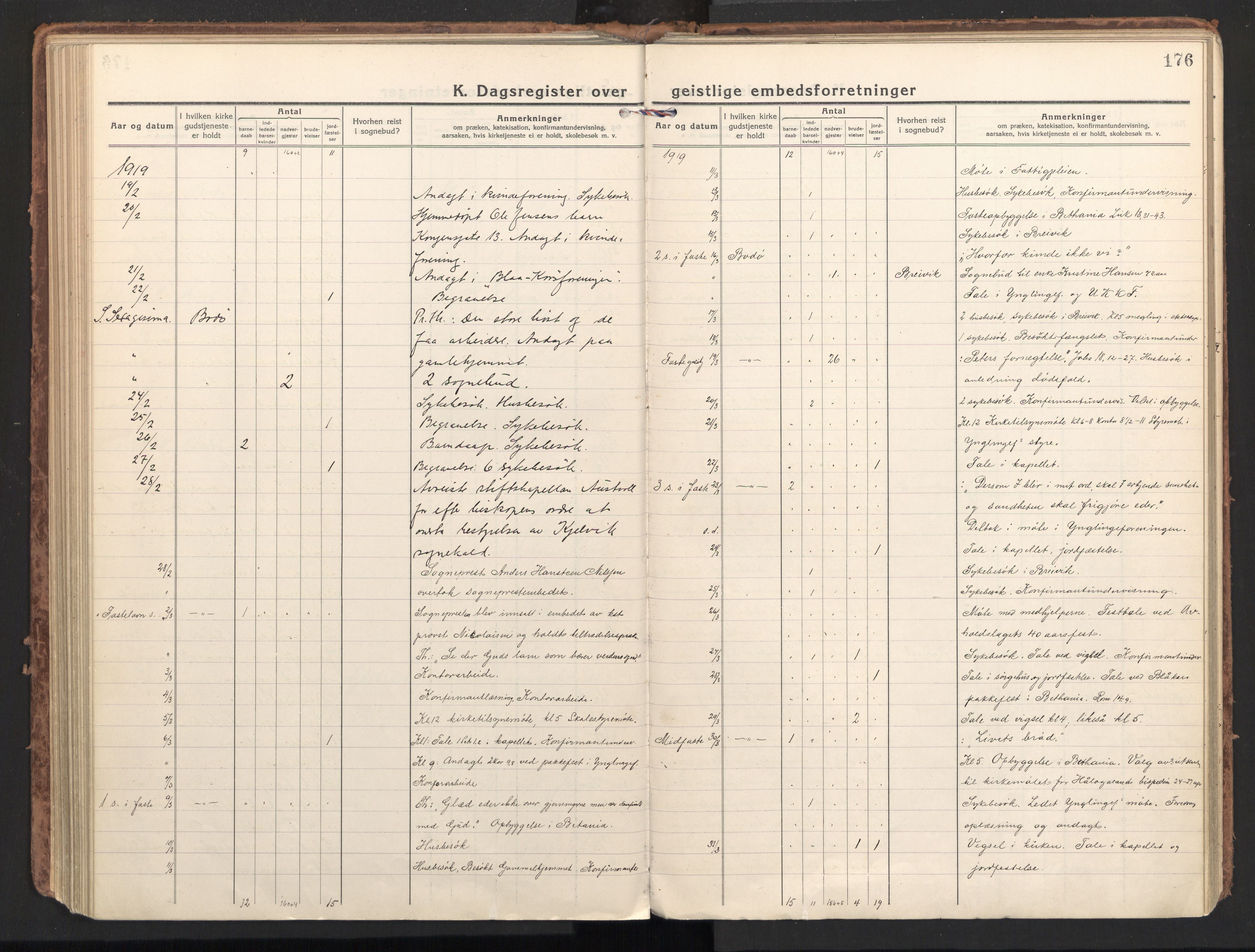Ministerialprotokoller, klokkerbøker og fødselsregistre - Nordland, SAT/A-1459/801/L0018: Parish register (official) no. 801A18, 1916-1930, p. 176