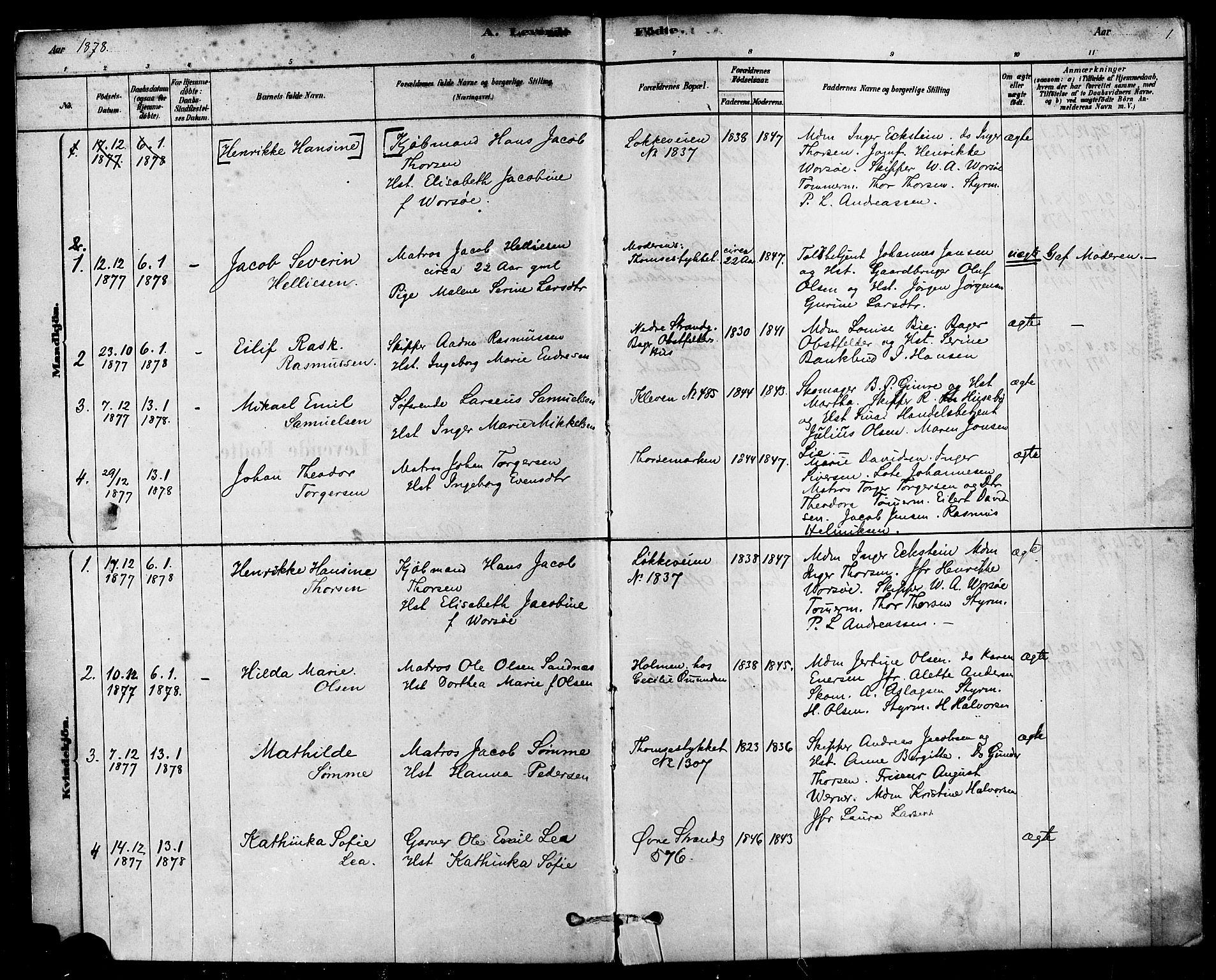 Domkirken sokneprestkontor, SAST/A-101812/001/30/30BA/L0026: Parish register (official) no. A 25, 1878-1889, p. 1