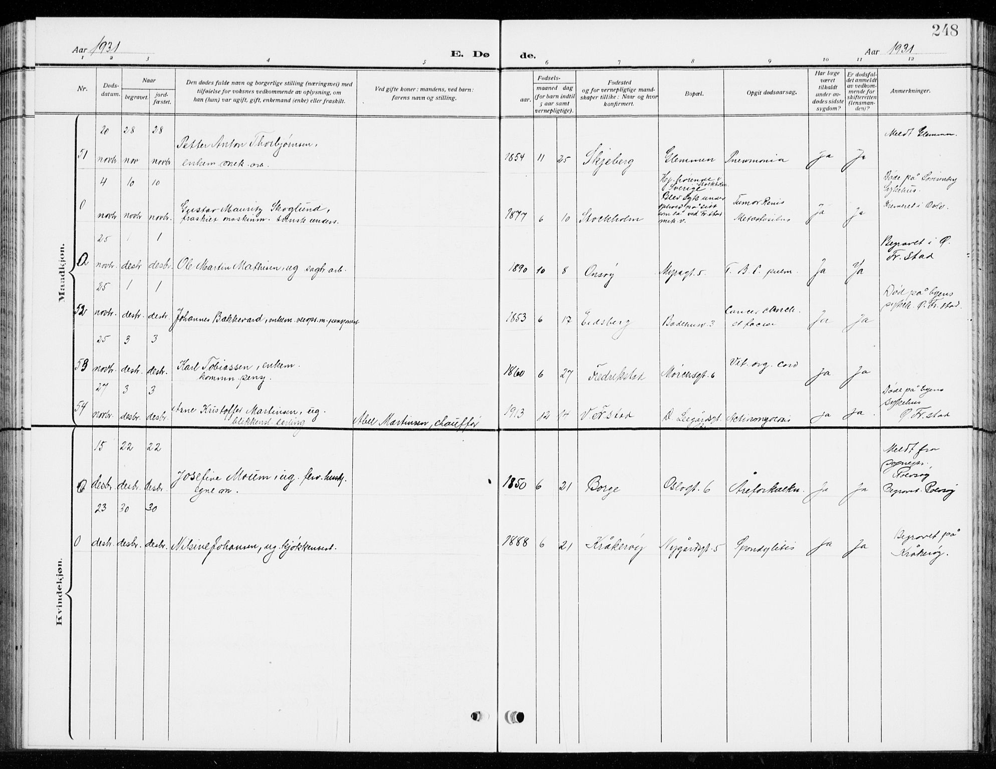 Fredrikstad domkirkes prestekontor Kirkebøker, AV/SAO-A-10906/G/Ga/L0004: Parish register (copy) no. 4, 1910-1944, p. 248