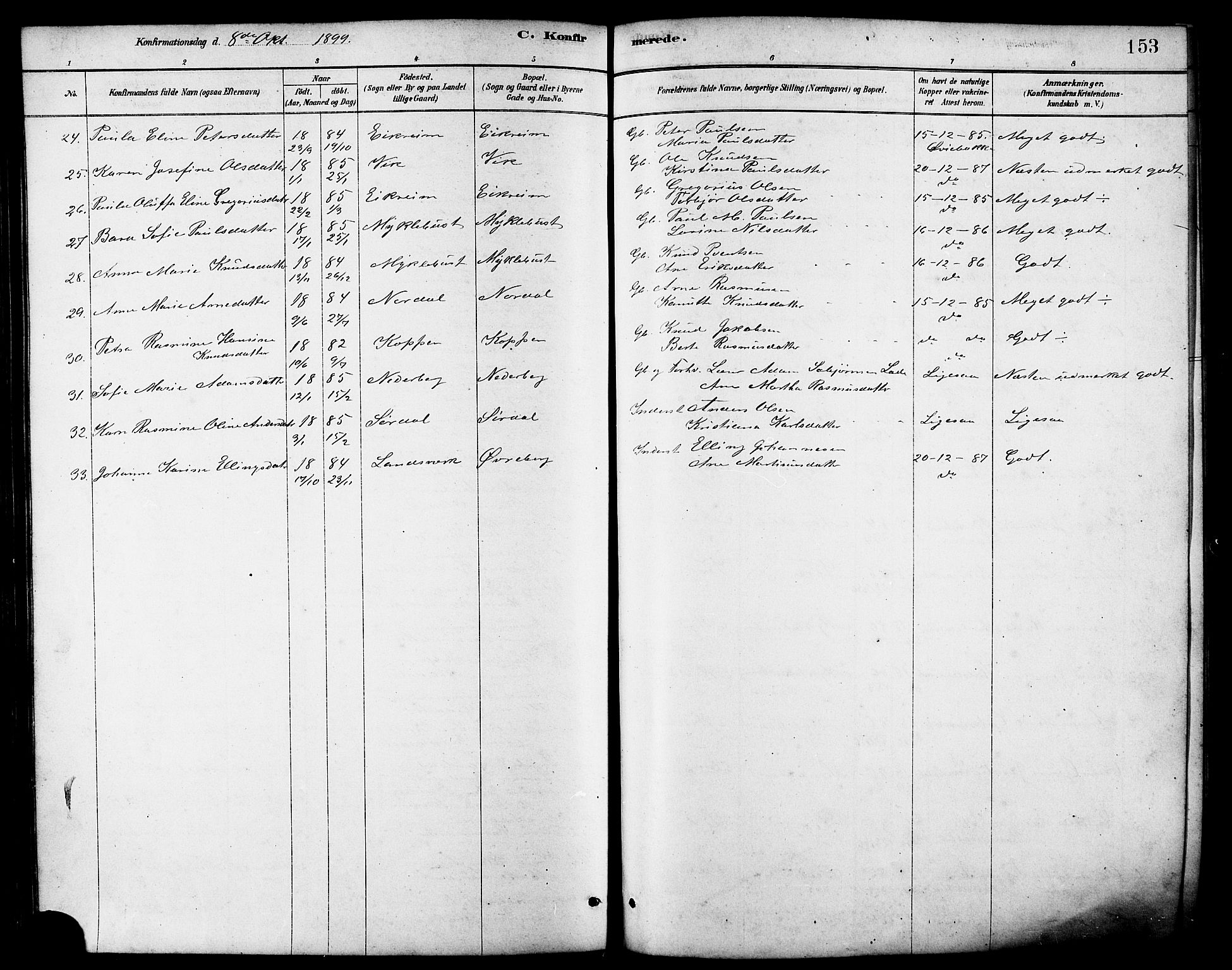 Ministerialprotokoller, klokkerbøker og fødselsregistre - Møre og Romsdal, AV/SAT-A-1454/502/L0027: Parish register (copy) no. 502C01, 1878-1908, p. 153