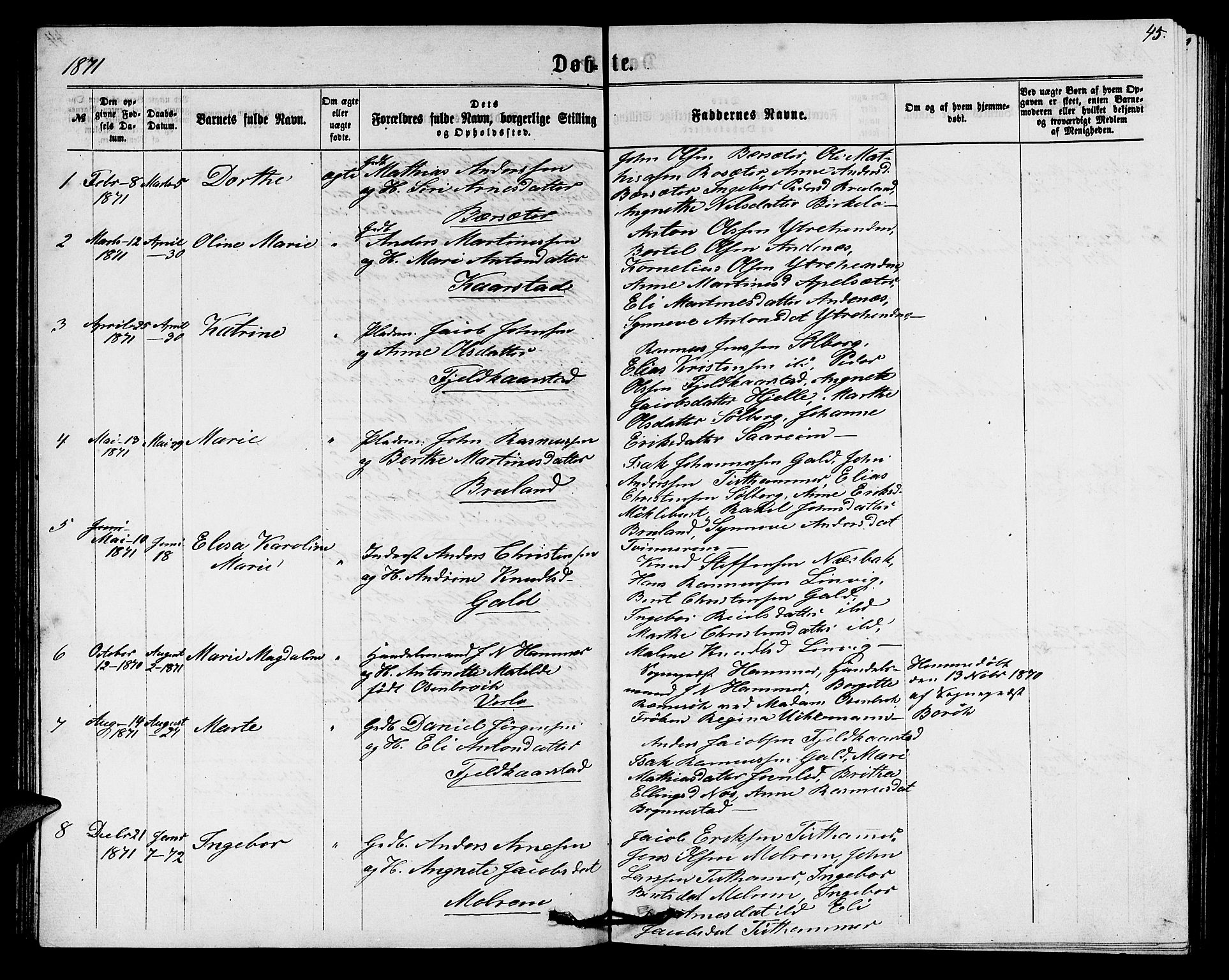 Innvik sokneprestembete, SAB/A-80501: Parish register (copy) no. C 2, 1864-1882, p. 45