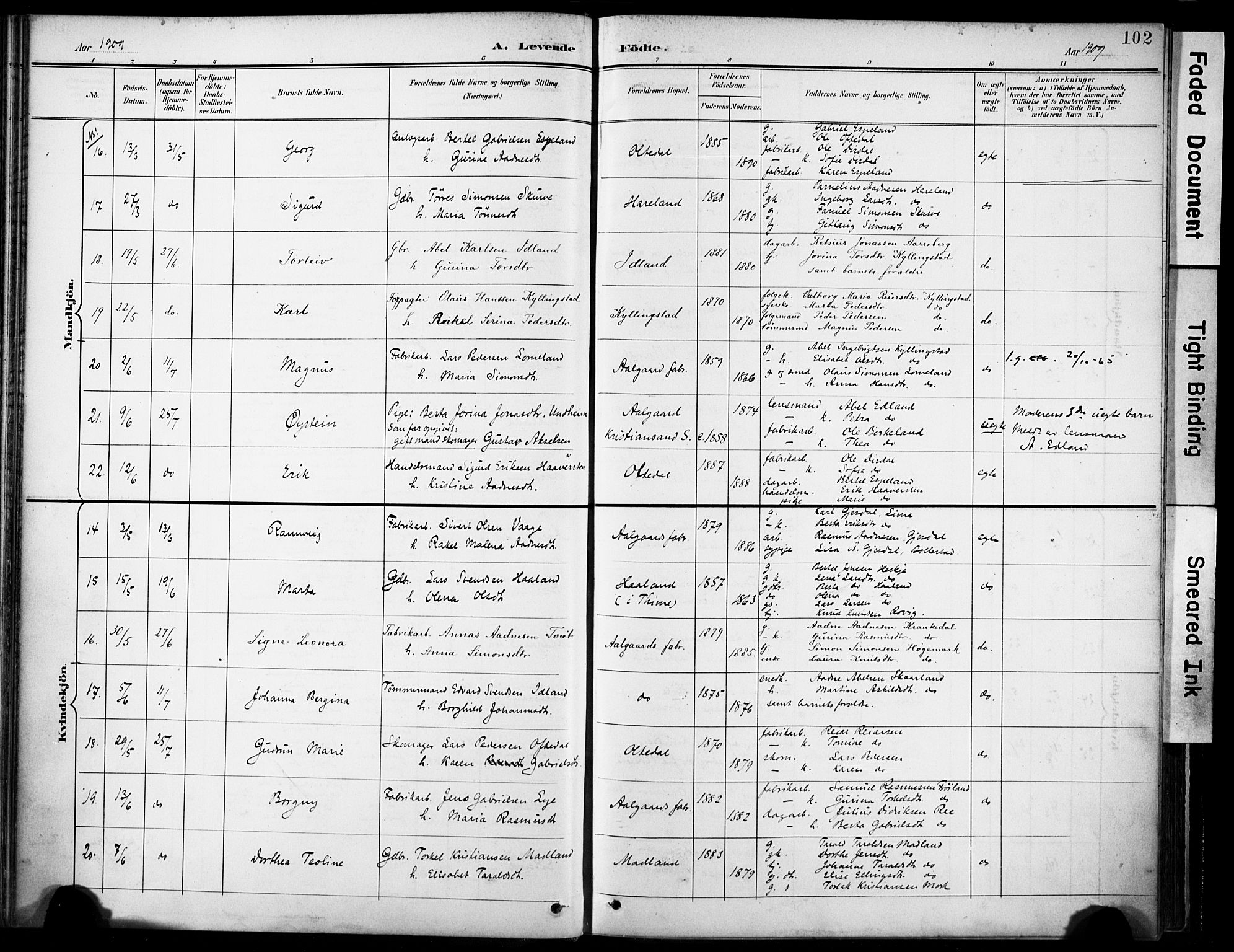 Lye sokneprestkontor, AV/SAST-A-101794/001/30BA/L0012: Parish register (official) no. A 11, 1896-1909, p. 102