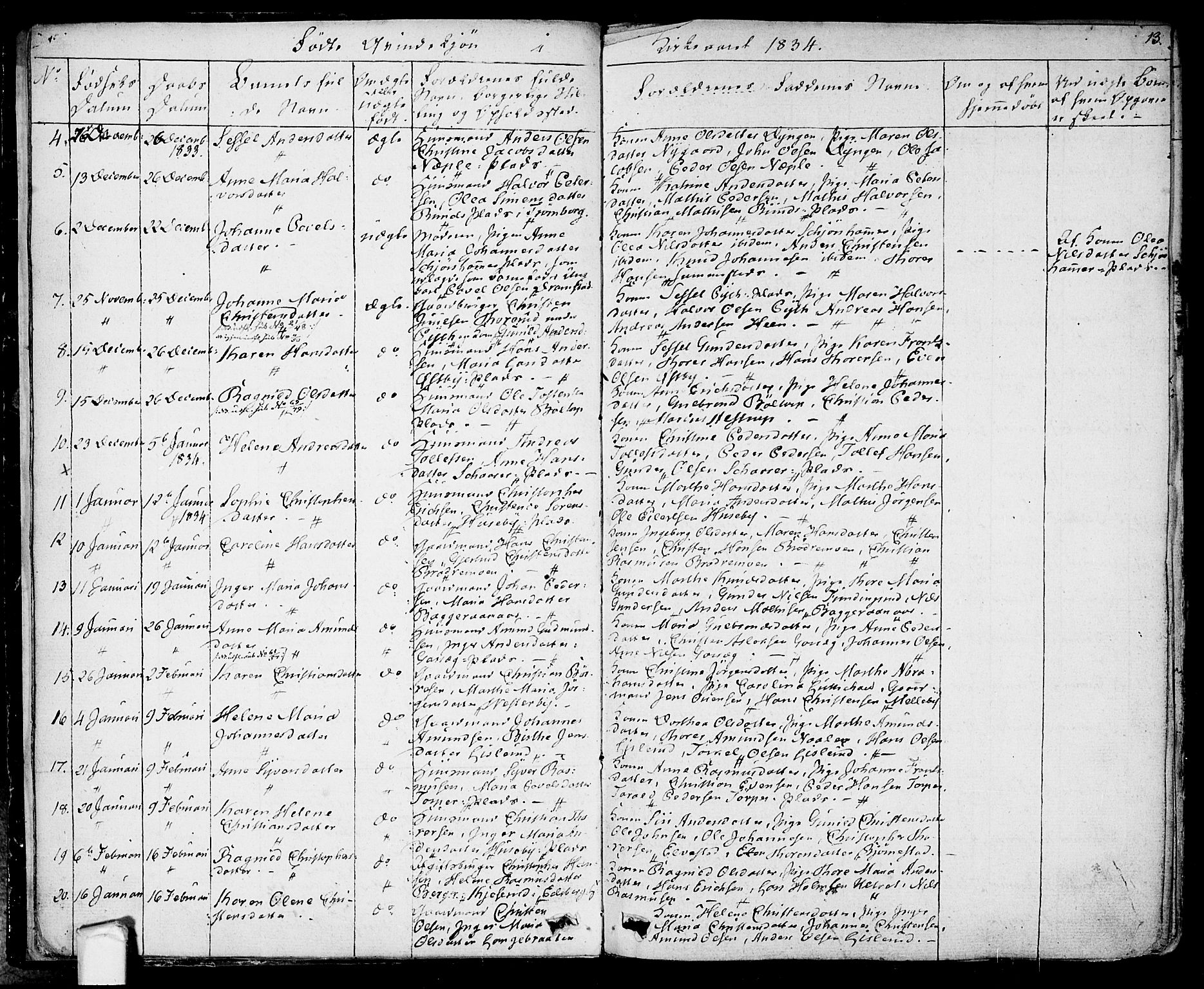 Eidsberg prestekontor Kirkebøker, SAO/A-10905/F/Fa/L0008: Parish register (official) no. I 8, 1832-1848, p. 13