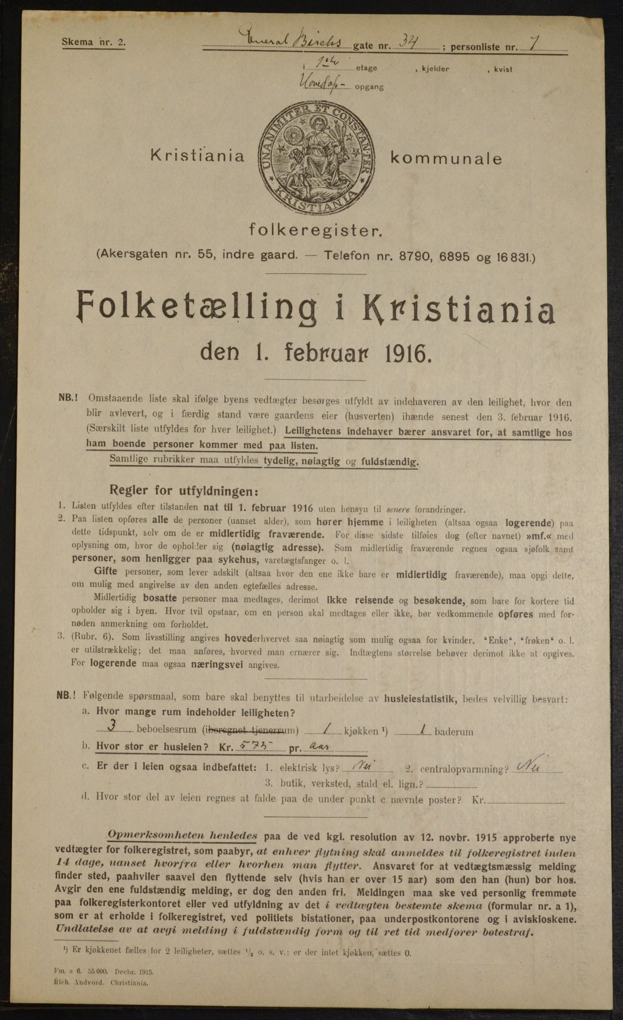 OBA, Municipal Census 1916 for Kristiania, 1916, p. 29745