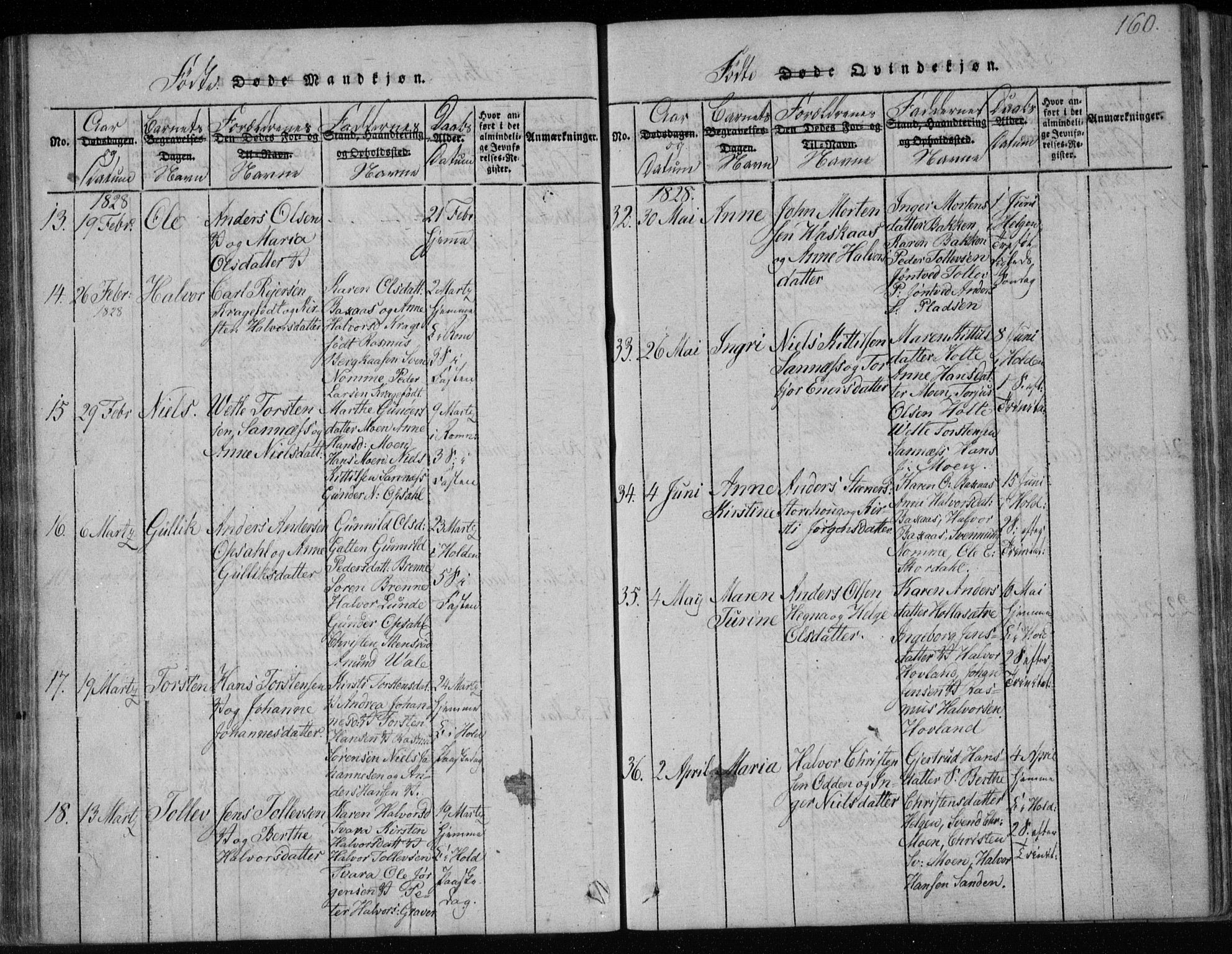 Holla kirkebøker, SAKO/A-272/F/Fa/L0003: Parish register (official) no. 3, 1815-1830, p. 160