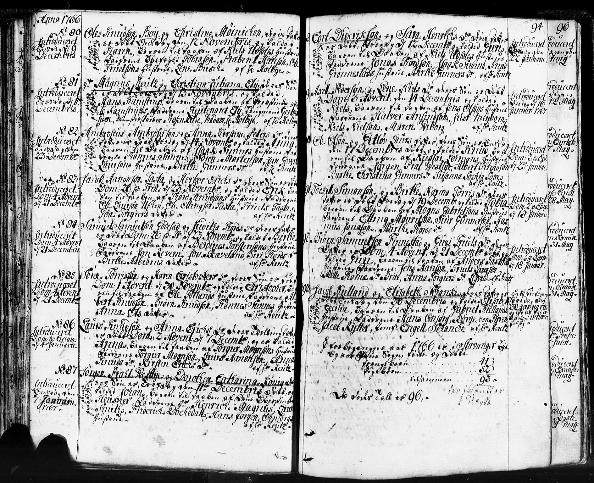 Domkirken sokneprestkontor, AV/SAST-A-101812/001/30/30BB/L0004: Parish register (copy) no. B 4, 1752-1790, p. 94