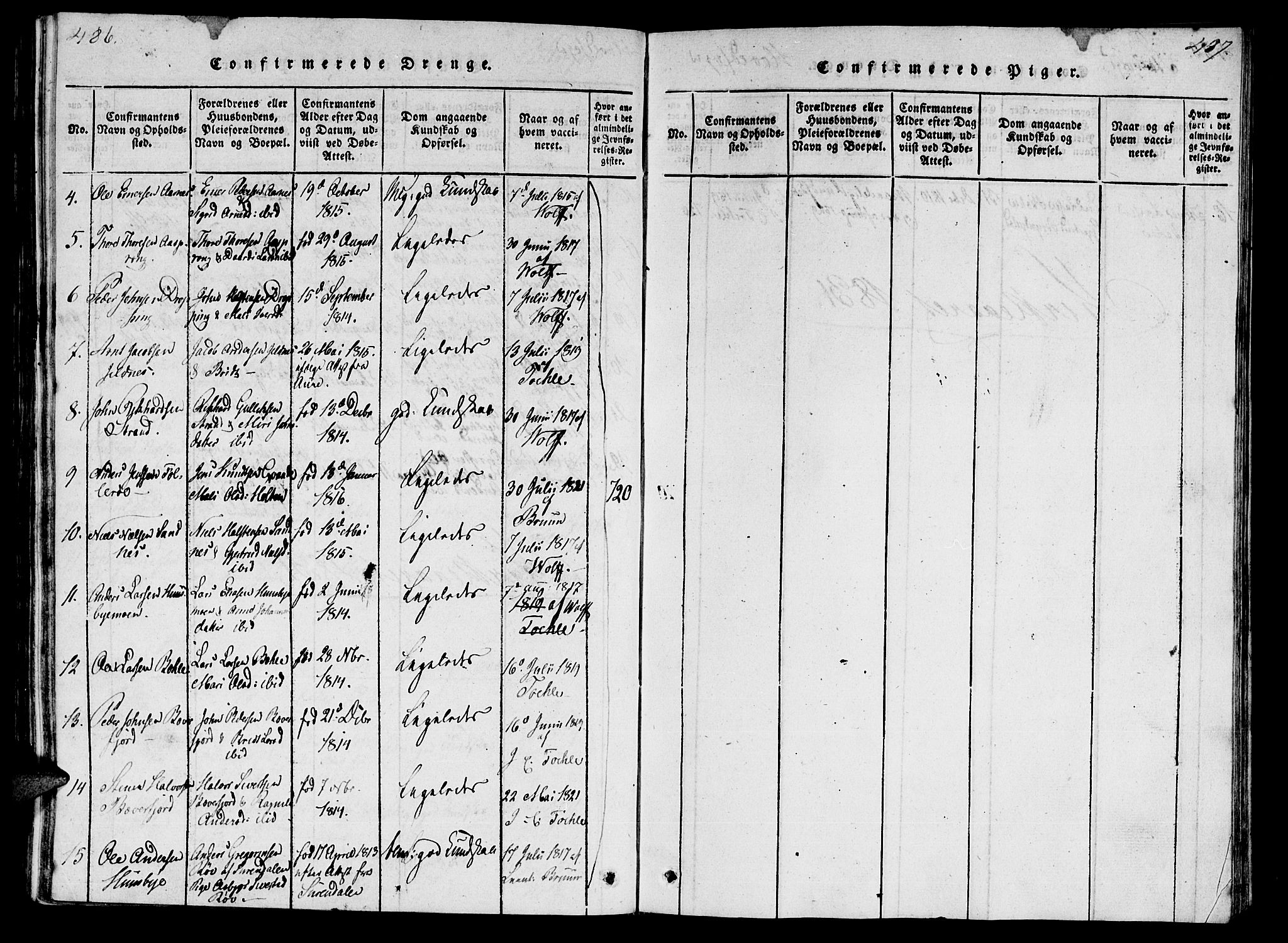 Ministerialprotokoller, klokkerbøker og fødselsregistre - Møre og Romsdal, AV/SAT-A-1454/592/L1023: Parish register (official) no. 592A02, 1820-1830, p. 486-487