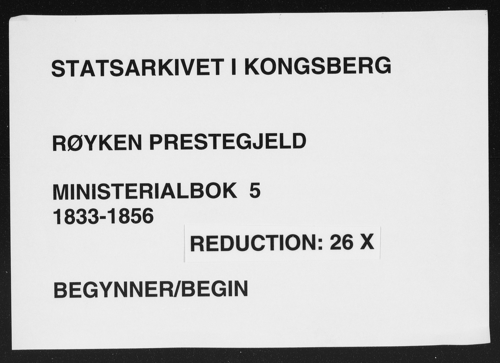 Røyken kirkebøker, AV/SAKO-A-241/F/Fa/L0005: Parish register (official) no. 5, 1833-1856