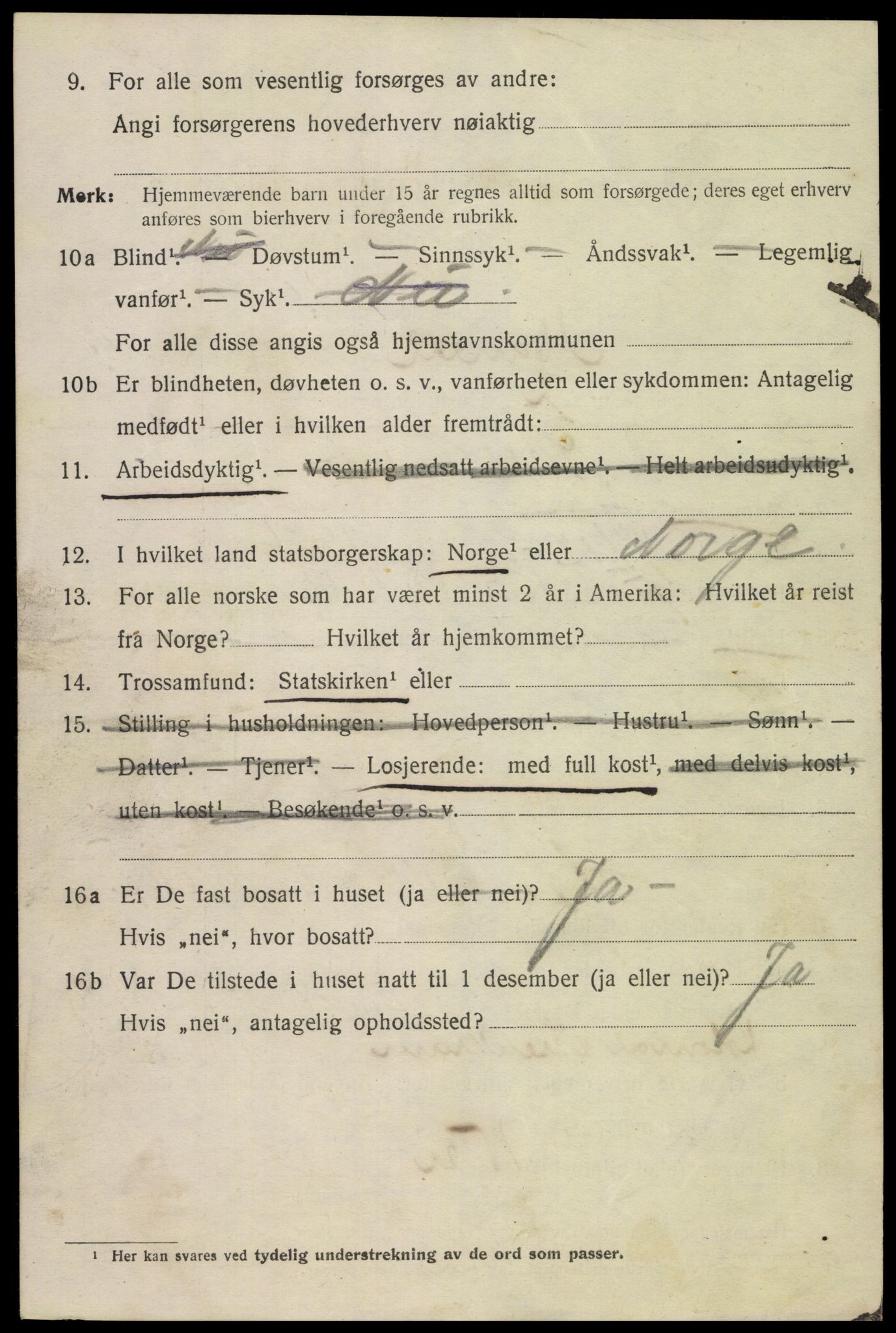 SAK, 1920 census for Mandal, 1920, p. 7032