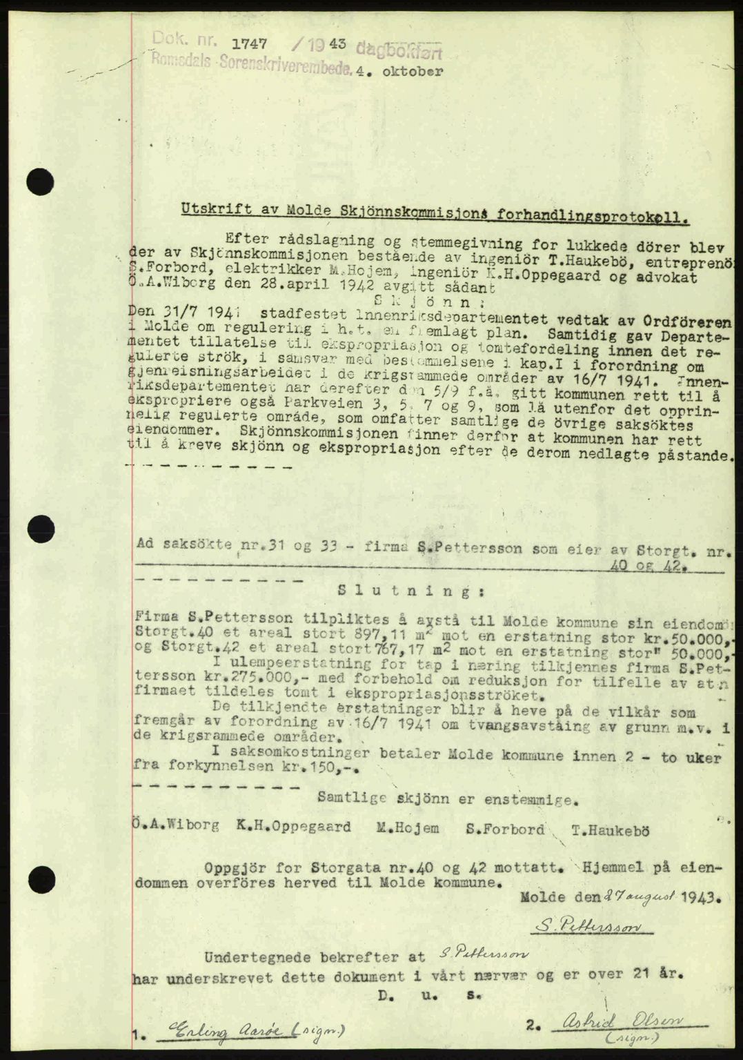 Romsdal sorenskriveri, SAT/A-4149/1/2/2C: Mortgage book no. A15, 1943-1944, Diary no: : 1747/1943