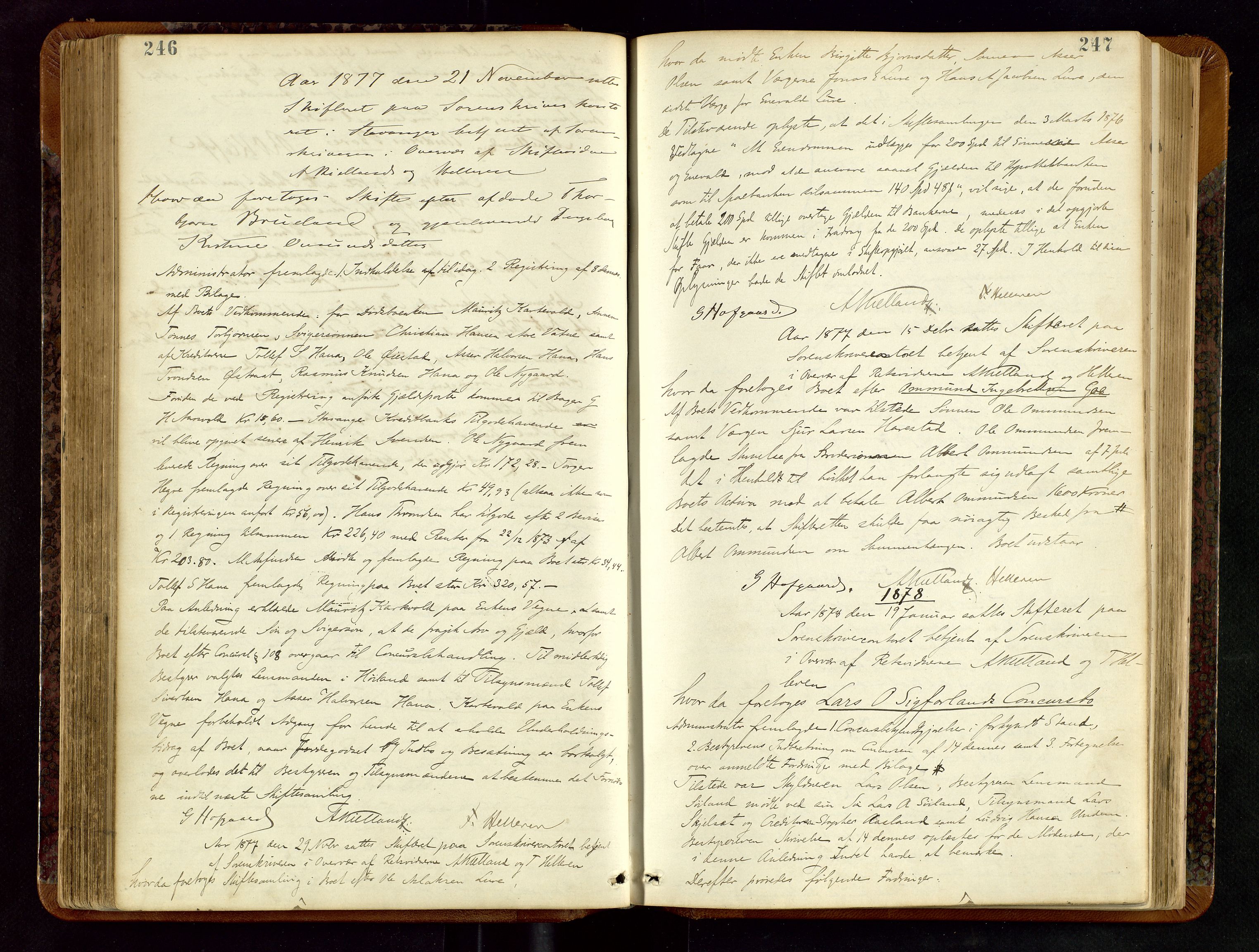 Jæren sorenskriveri, AV/SAST-A-100310/01/5/50/50BA/L0002: SKIFTEFORHANDLINGSPROTOKOLL, 1873-1883, p. 246-247