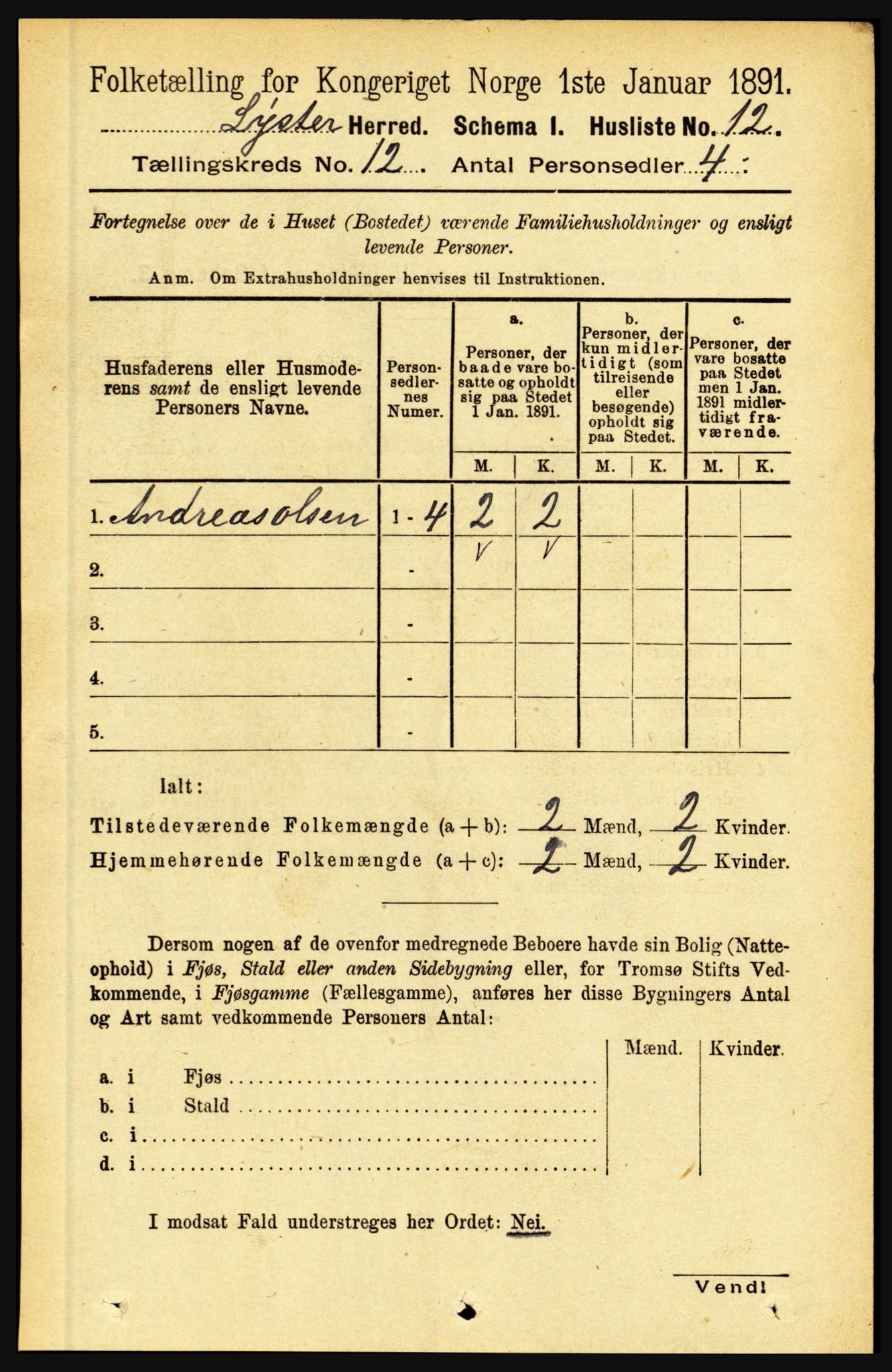 RA, 1891 census for 1426 Luster, 1891, p. 3714