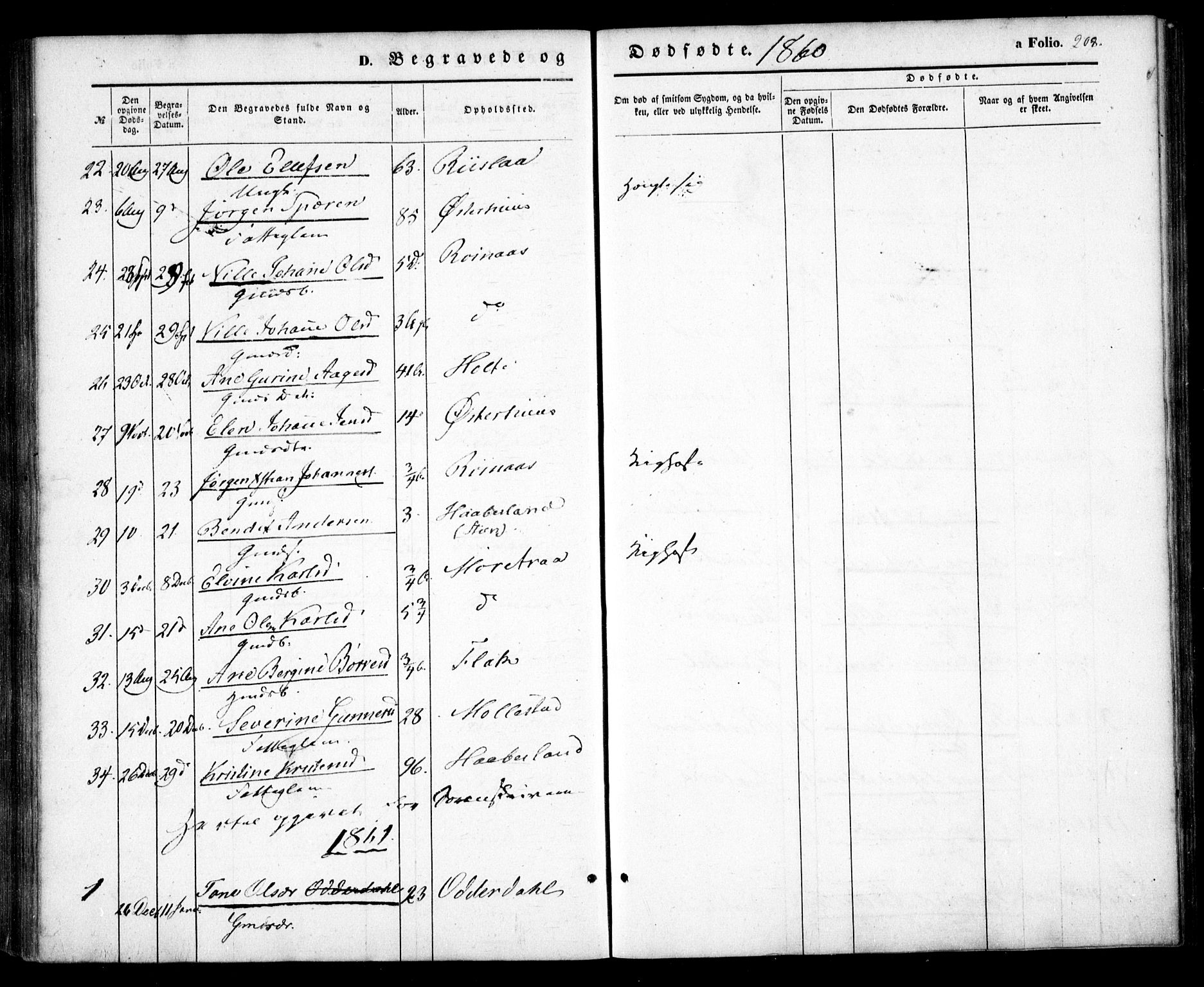 Birkenes sokneprestkontor, AV/SAK-1111-0004/F/Fa/L0003: Parish register (official) no. A 3, 1850-1866, p. 208