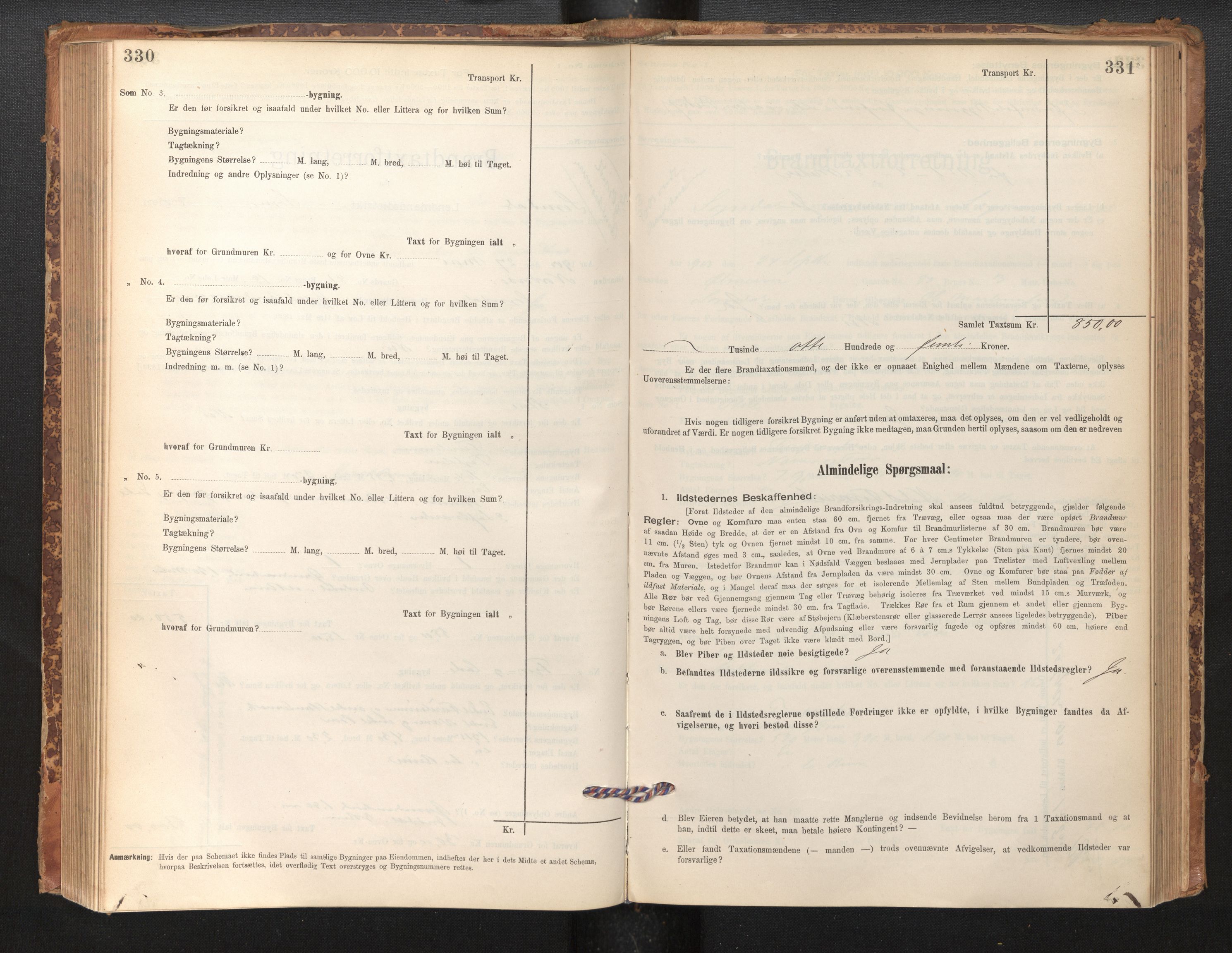 Lensmannen i Sogndal, AV/SAB-A-29901/0012/L0008: Branntakstprotokoll, skjematakst, 1895-1906, p. 330-331