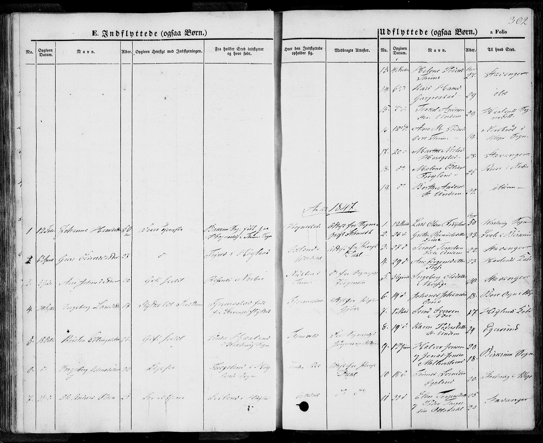 Lye sokneprestkontor, SAST/A-101794/001/30BA/L0006: Parish register (official) no. A 5.2, 1842-1855, p. 302