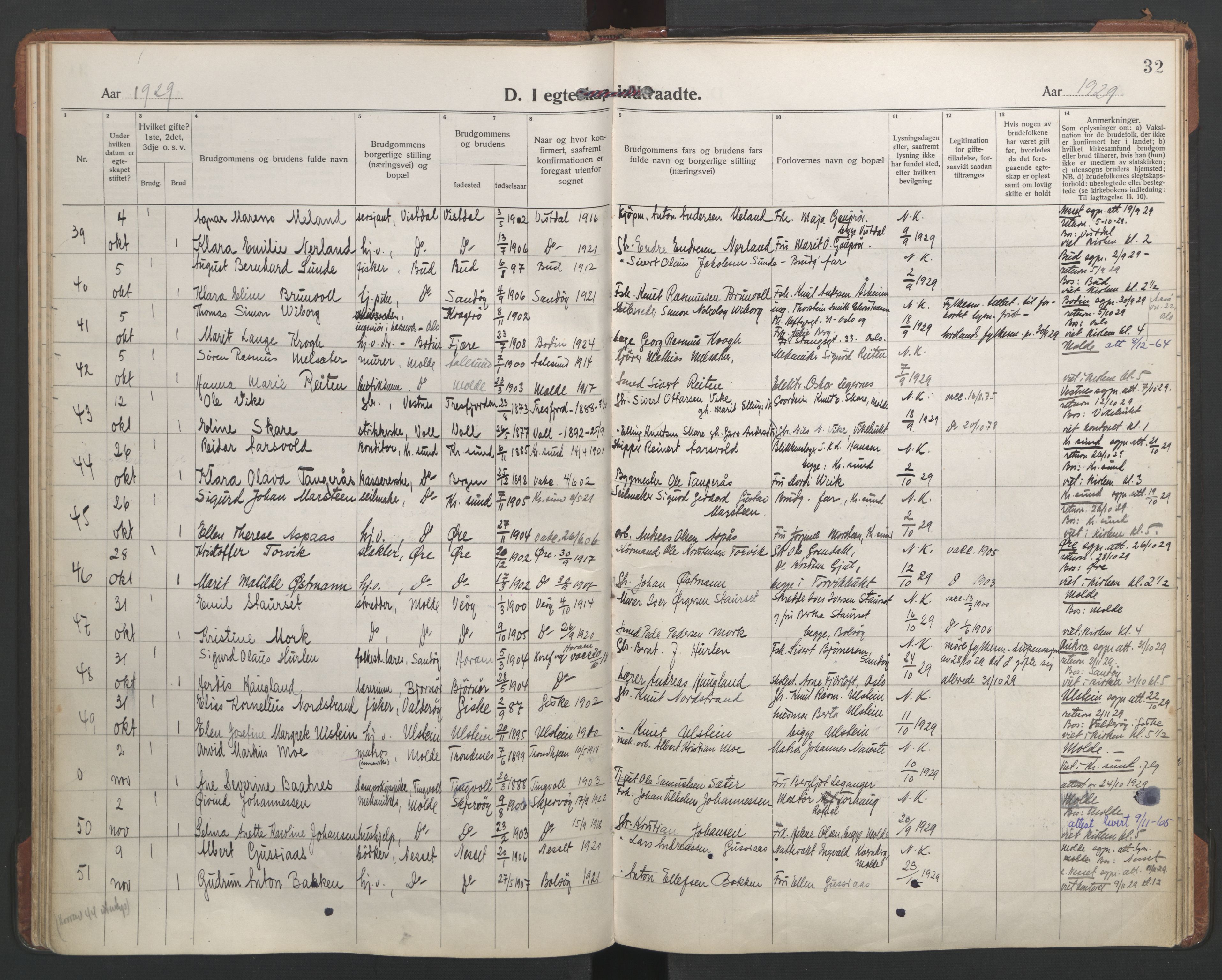 Ministerialprotokoller, klokkerbøker og fødselsregistre - Møre og Romsdal, AV/SAT-A-1454/558/L0698: Parish register (official) no. 558A12, 1922-1937, p. 32