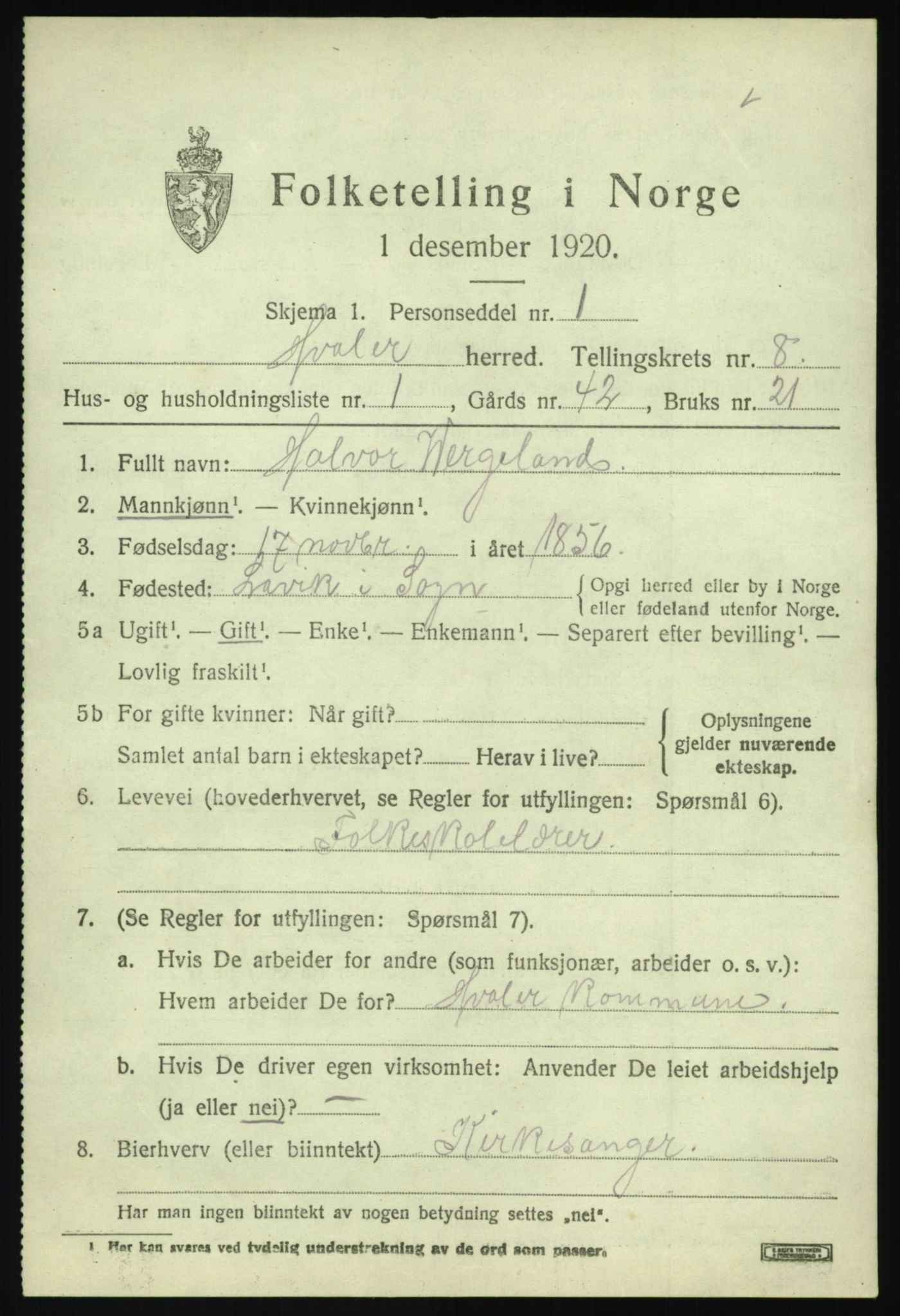 SAO, 1920 census for Hvaler, 1920, p. 7340