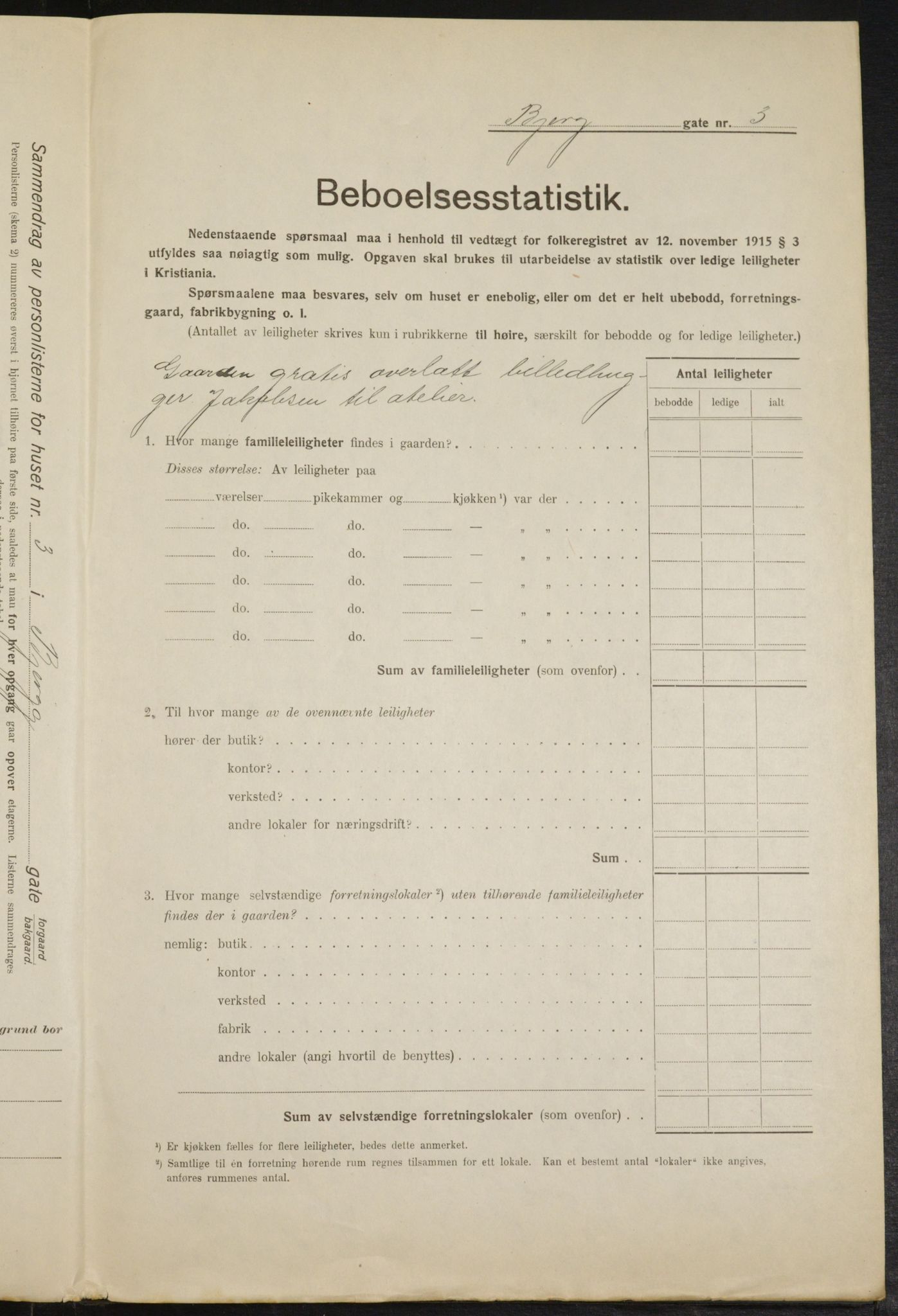 OBA, Municipal Census 1916 for Kristiania, 1916, p. 5539