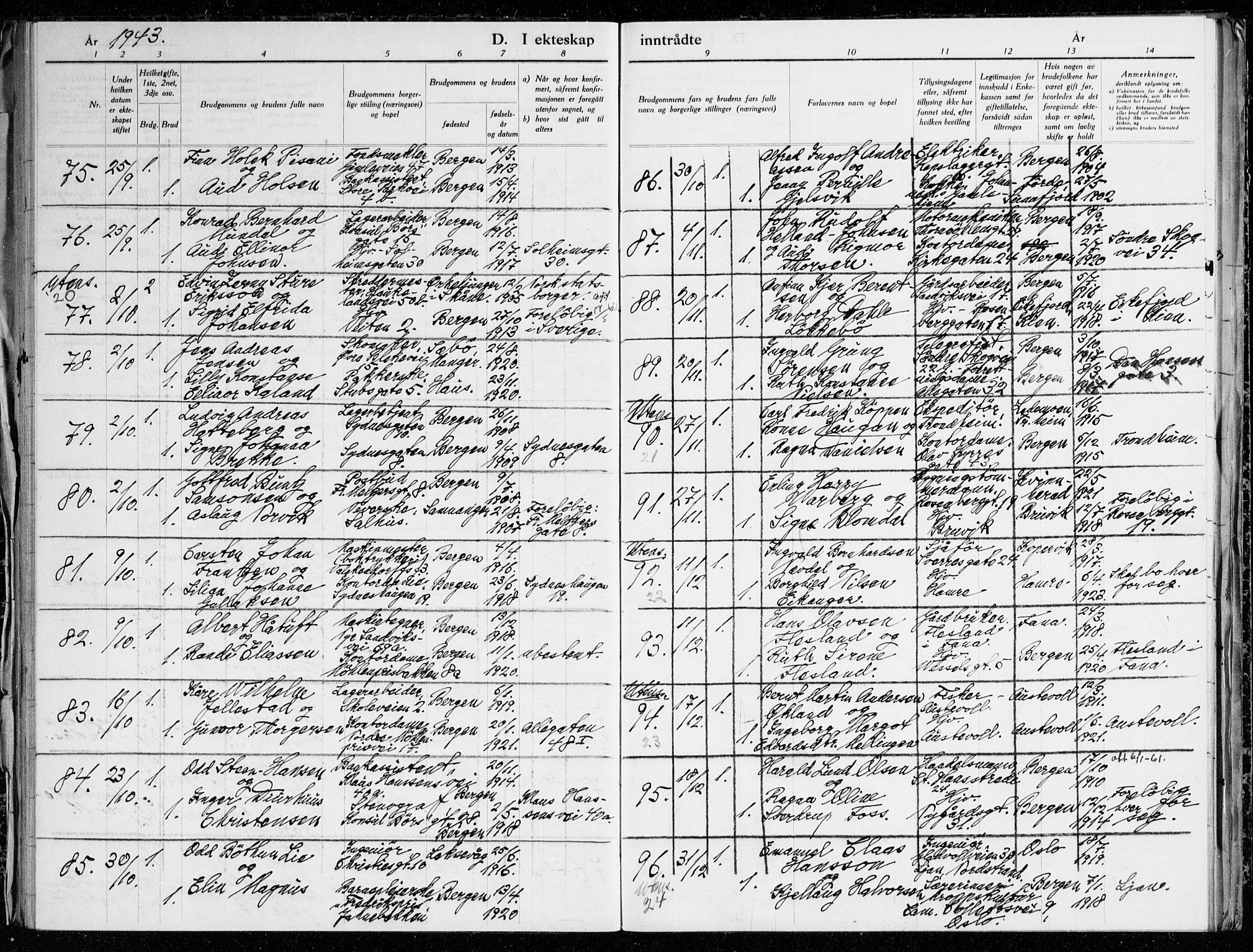 Johanneskirken sokneprestembete, AV/SAB-A-76001/H/Haa: Parish register (official) no. H 1, 1942-1945
