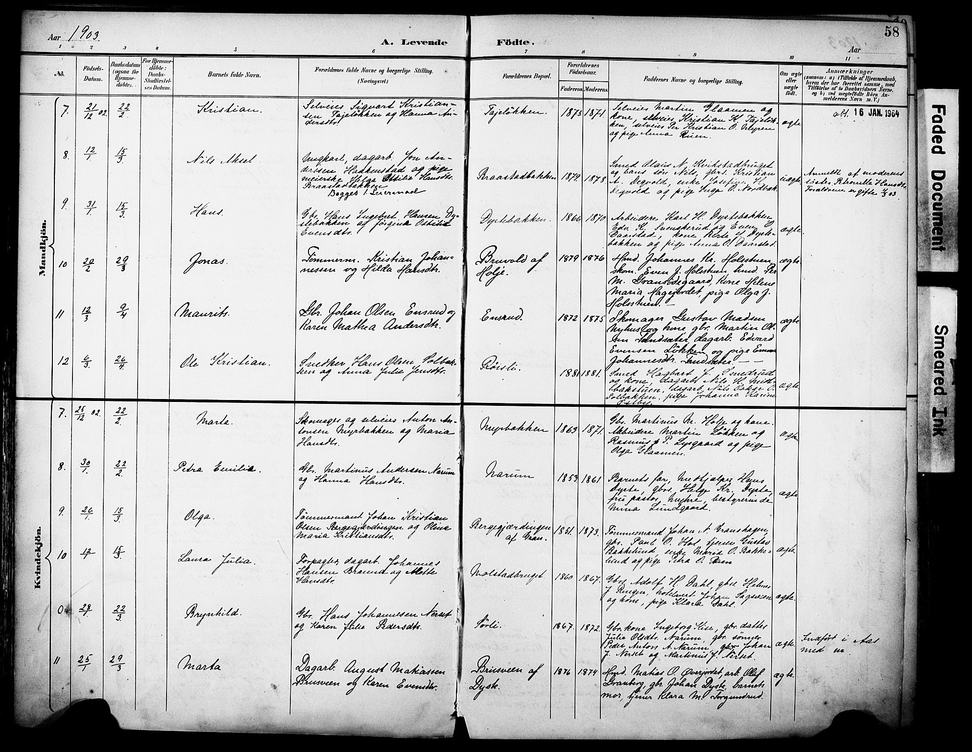 Vestre Toten prestekontor, SAH/PREST-108/H/Ha/Haa/L0013: Parish register (official) no. 13, 1895-1911, p. 58