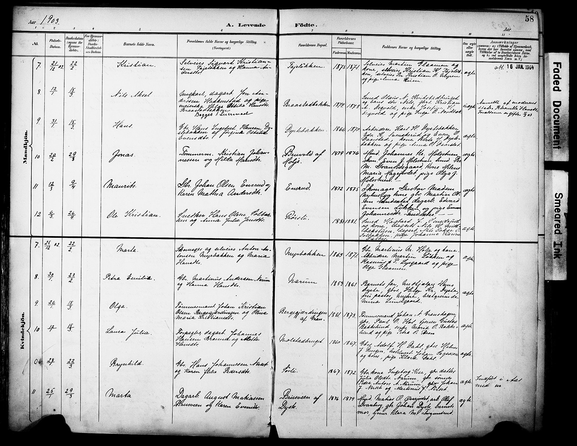 Vestre Toten prestekontor, AV/SAH-PREST-108/H/Ha/Haa/L0013: Parish register (official) no. 13, 1895-1911, p. 58