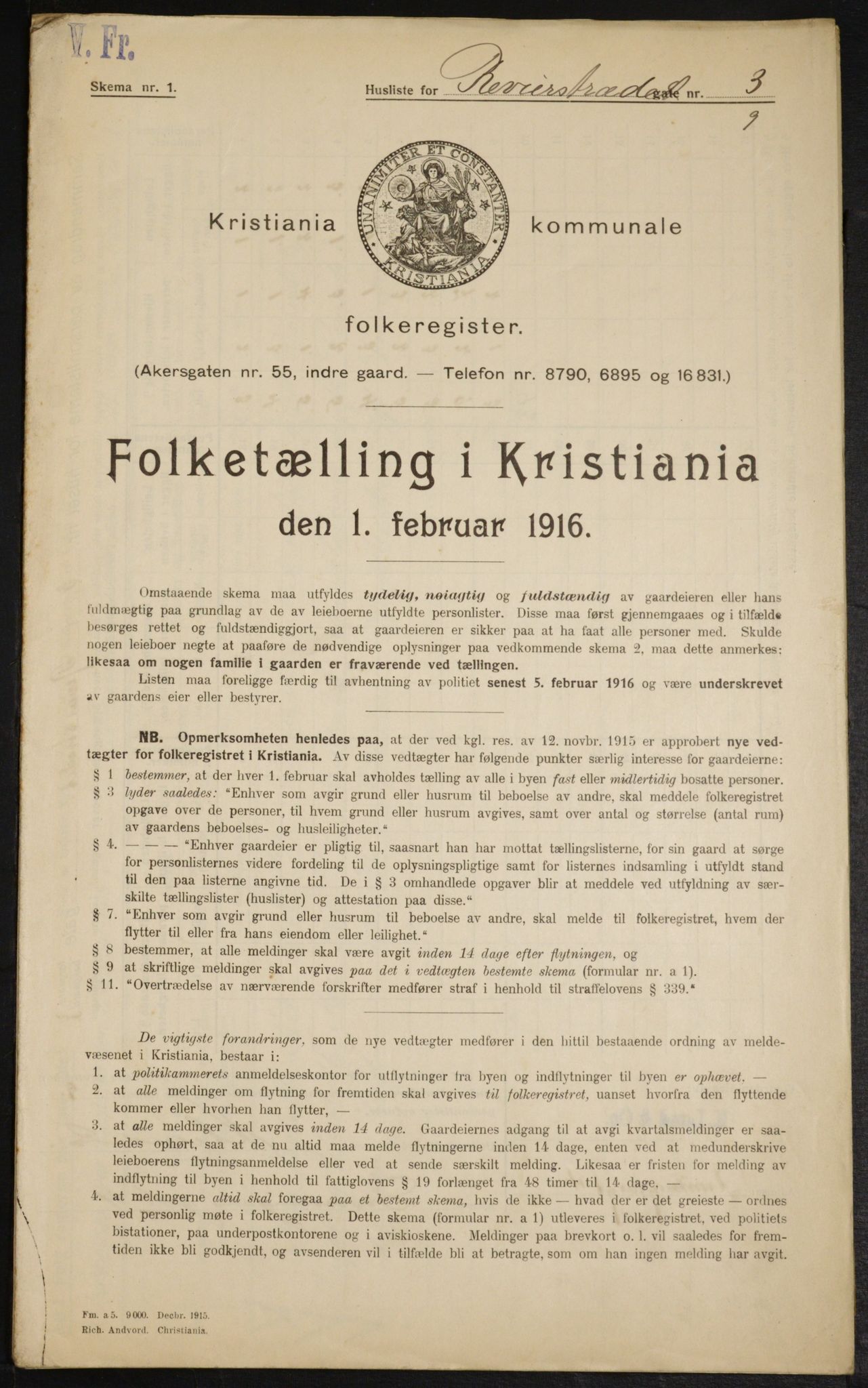 OBA, Municipal Census 1916 for Kristiania, 1916, p. 85008